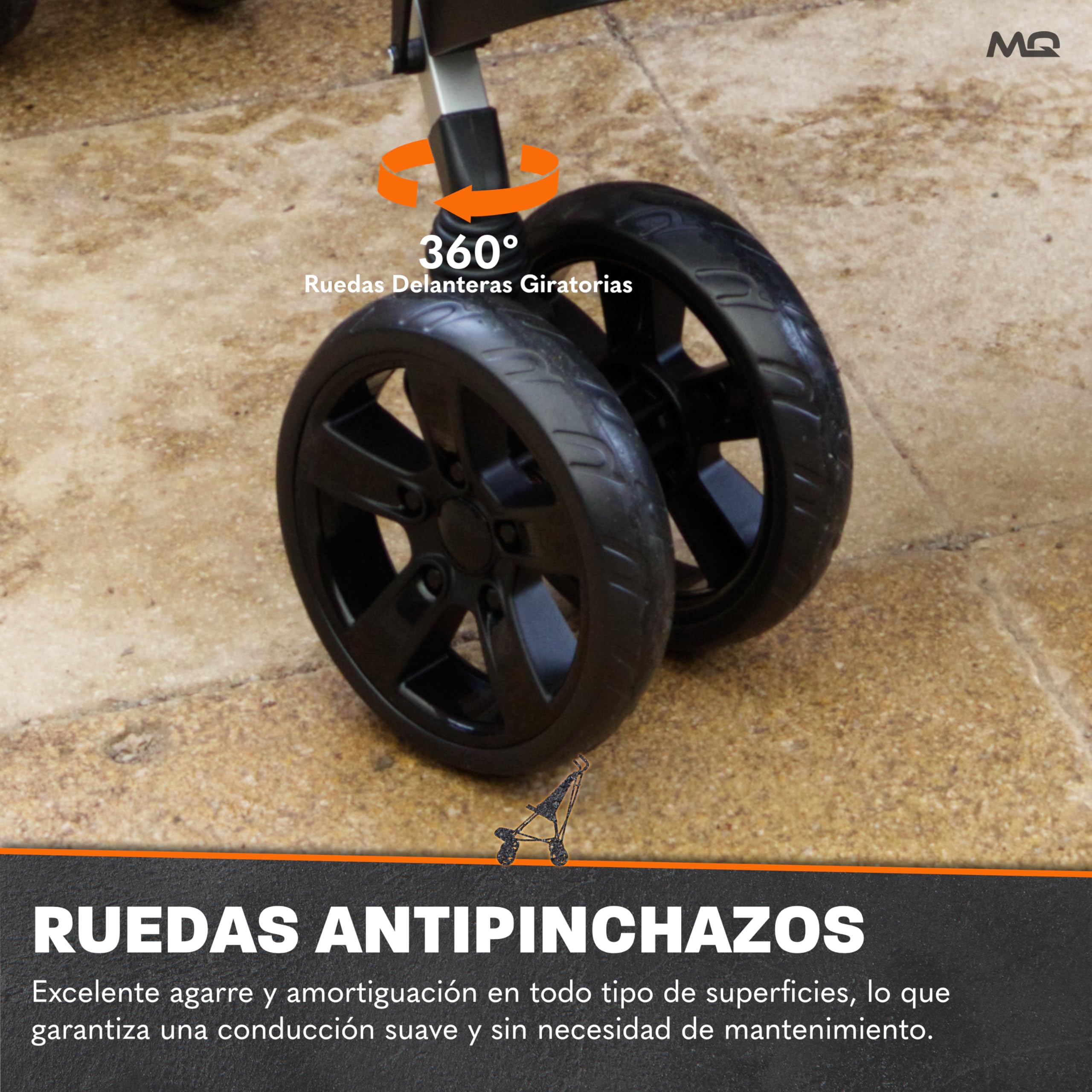 Silla de ruedas para personas con discapacidad MobiQuip XL, arena: ruedas adaptada para niños mayores de hasta 50 kg, con estructura plegable ligera, reposapiés ajustable y arnés de 5 puntos