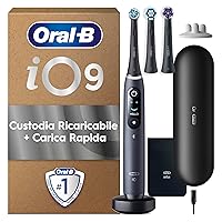 Oral-B Spazzolino Elettrico Ricaricabile iO 9 Nero, 3 Testine Oral B Di Ricambio
