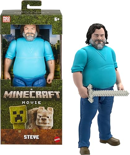 Mattel Minecraft Large-Scale Action Figure, 12-inch Posable Steve Toy Collectible