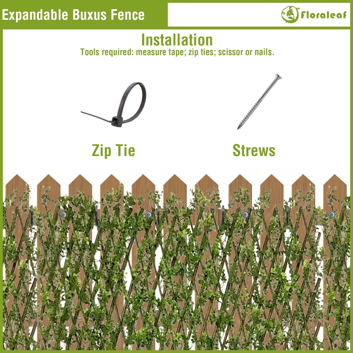 Artificial Ivy Fence Expandable/Stretchable Privacy Fence Screen Leaf, Single Side Leaves and Vine Decoration for Outdoor, Garden, Yard Light Buxus 1 Piece