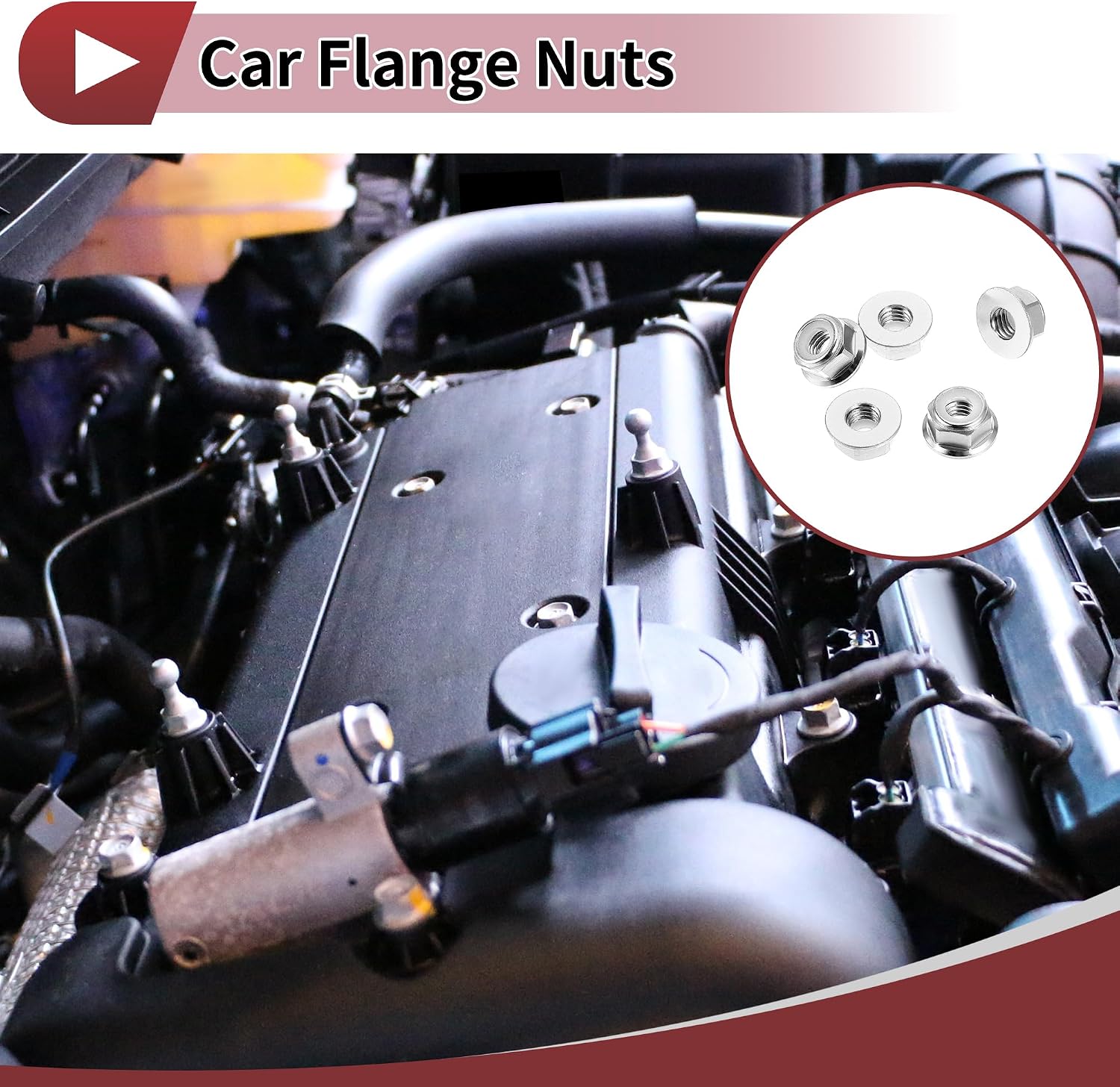5 Pcs M8 Car Flange Nuts Aluminum Alloy,Plastic Rubber Ring Flat Hex Lock Flange Nuts Non-Slip Lock Flange Silver Tone Rubber Ring for Car Motorcycle