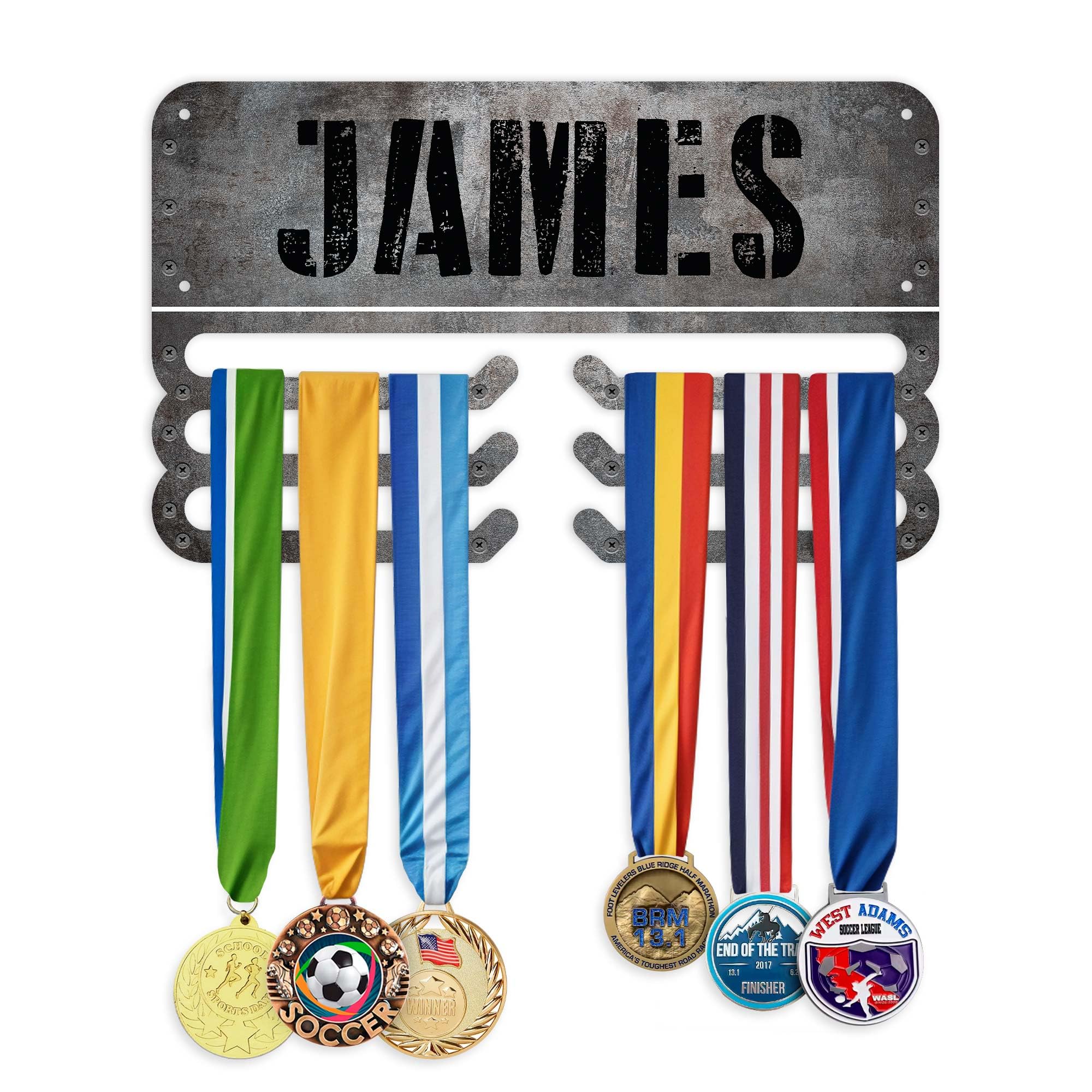 My Sign Center Medal Hanger Holder Display Rack Custom Grunge Metal Theme for Medal and Awards Ribbons, 12x19 Inches, Rust Free DiBound, Fade Resistant, Made in USA