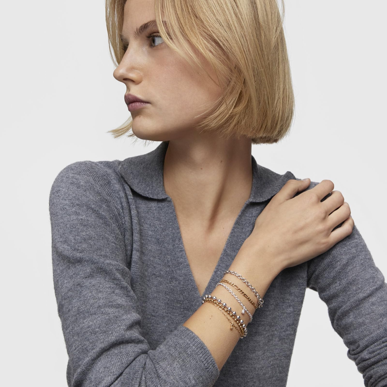TOUS Pulsera Cadena para Mujer con Baño de Oro 18 Kt sobre Plata de Primera Ley y Anillas Ovales, Colección Bold Bear