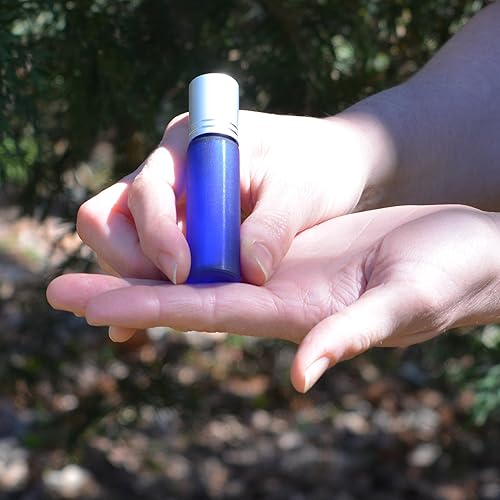 Miniatura 4 de Elegantes botellas de rodillo de vidrio esmerilado con bola de rodillo de acero inoxidable y tapa de aluminio cepillado, 0.3fl oz para perfume,