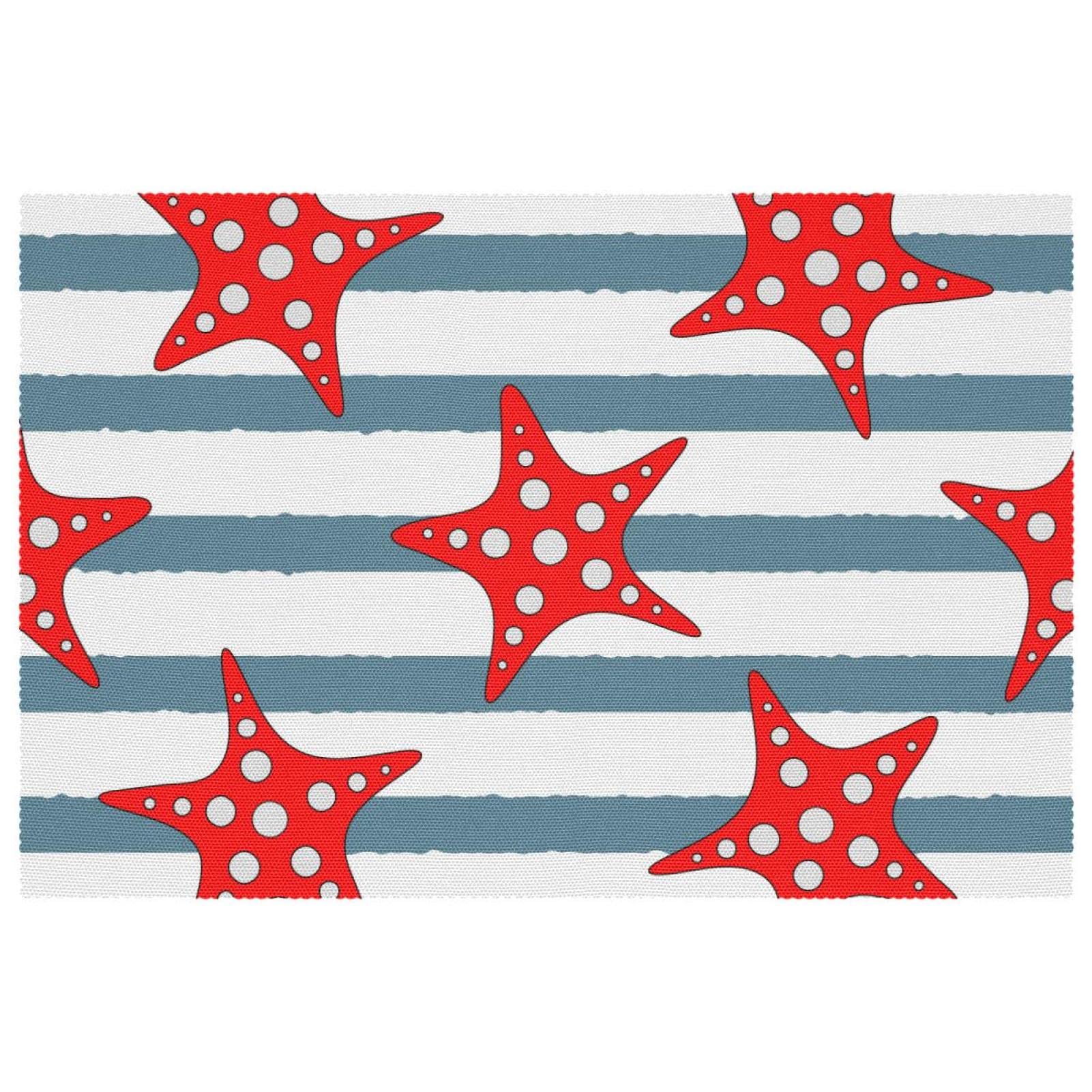 Set de table en tissu Oxford lot de 4 tapis de table lavables motif étoile de mer marine et rouge