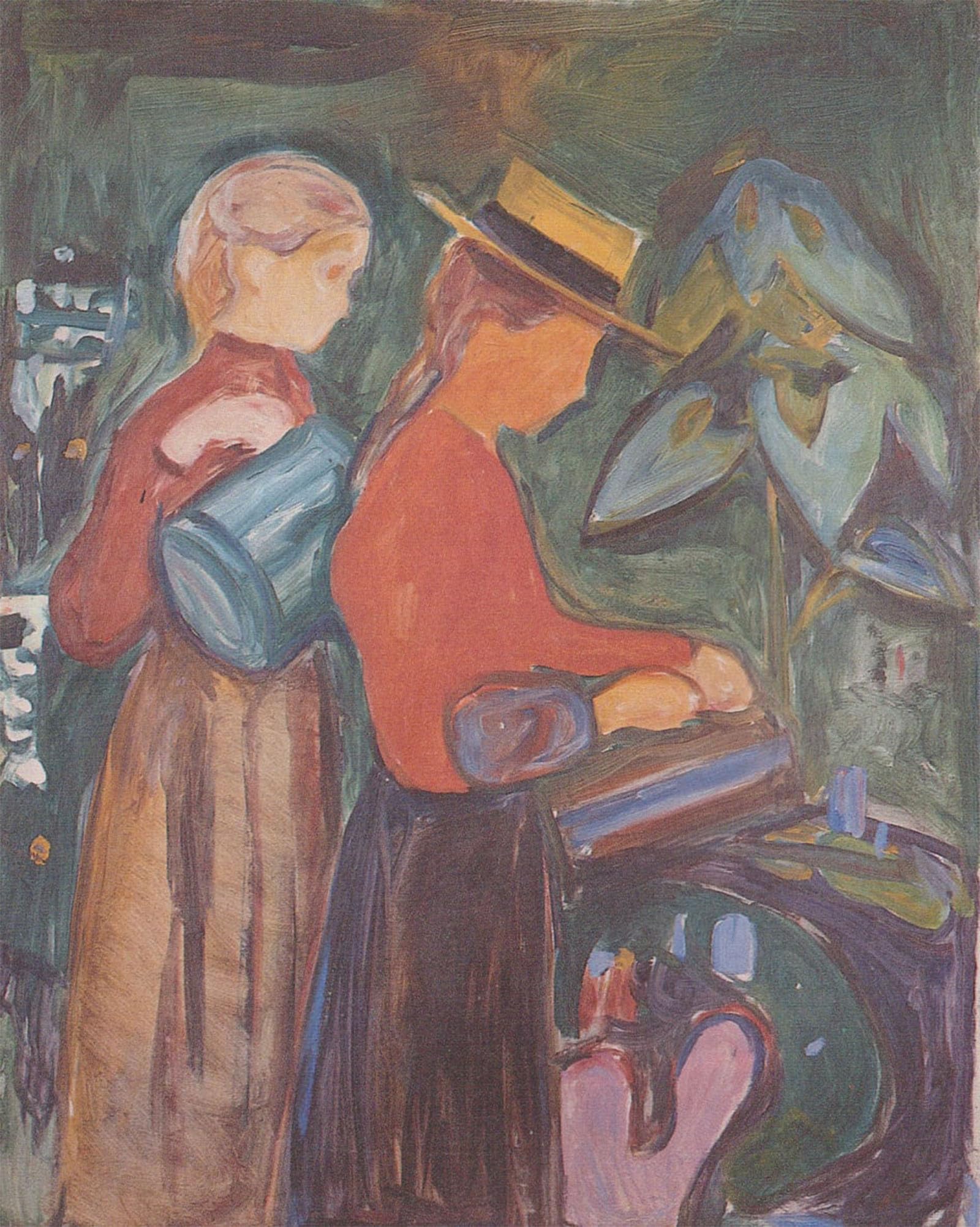 POSTERIIk Famous Modern Artwork Art Mural Girl Watering Flowers by Edvard Munch Oil Paintings Pictures for Home Decor 60x90cm