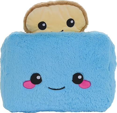 iscream Juega con tu comida Kawaii Toast & Toaster bordado acento 11" x 12" almohada peluda