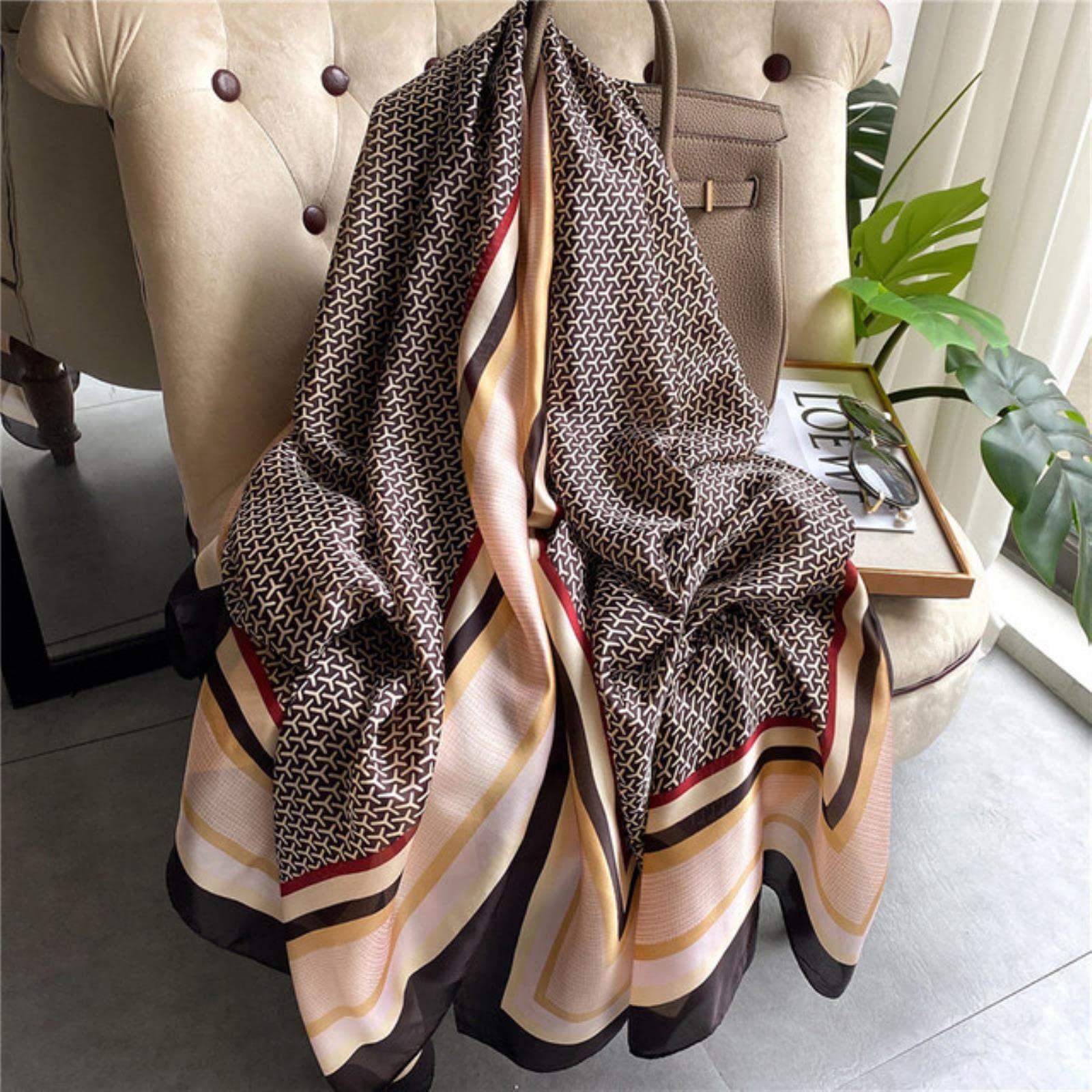 MBU Women Silk Winter Scarf Luxury Design Print Lady Beach Shawl Scarves Fashion Smooth Foulard Female Hijab
