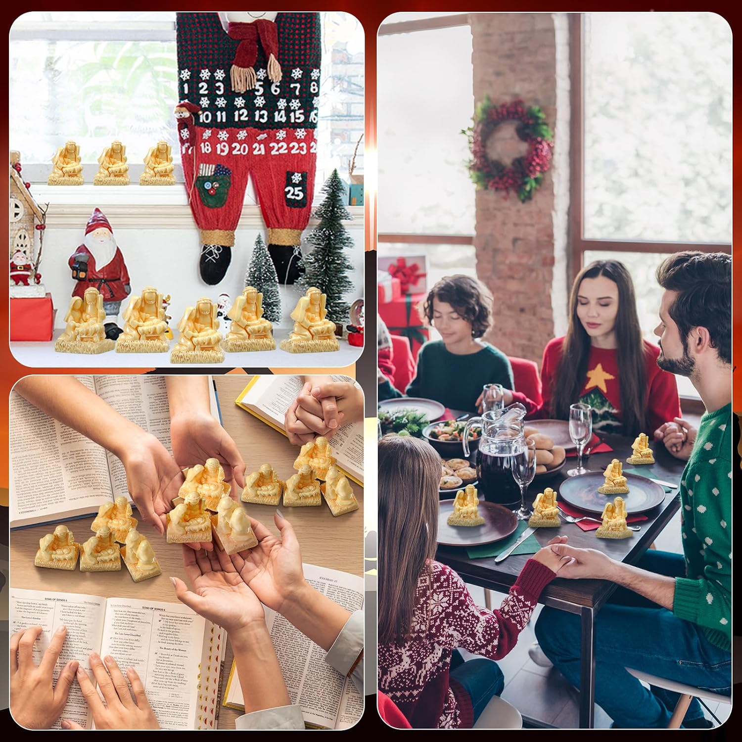 RoundFunny 50 Pcs Christmas Miniatures Nativity Resin Nativity Figures Bulk image 3