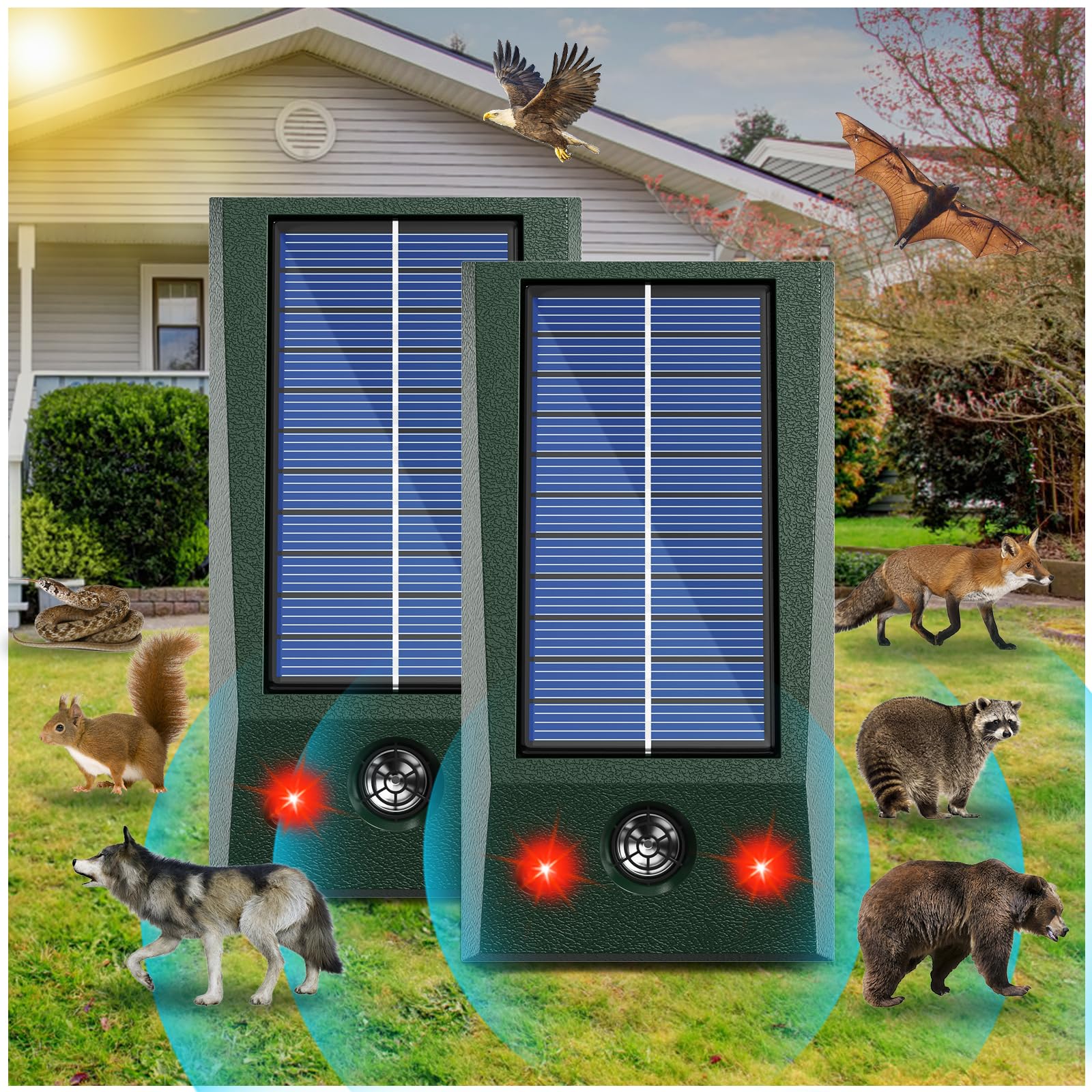 ソーラー超音波動物忌避剤 防水 猫抑制 屋外 LED点滅 撃退 猫 犬 鹿 Amazon.co.jp: ソーラー超音波動物撃退器 鹿忌避装置 キツネを追い払う