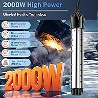 Vista 2 de Calentador de agua portátil de 2000 W, calentador de piscina - Calentador de inmersión con termómetro digital, calentamiento de óxido de magnesio