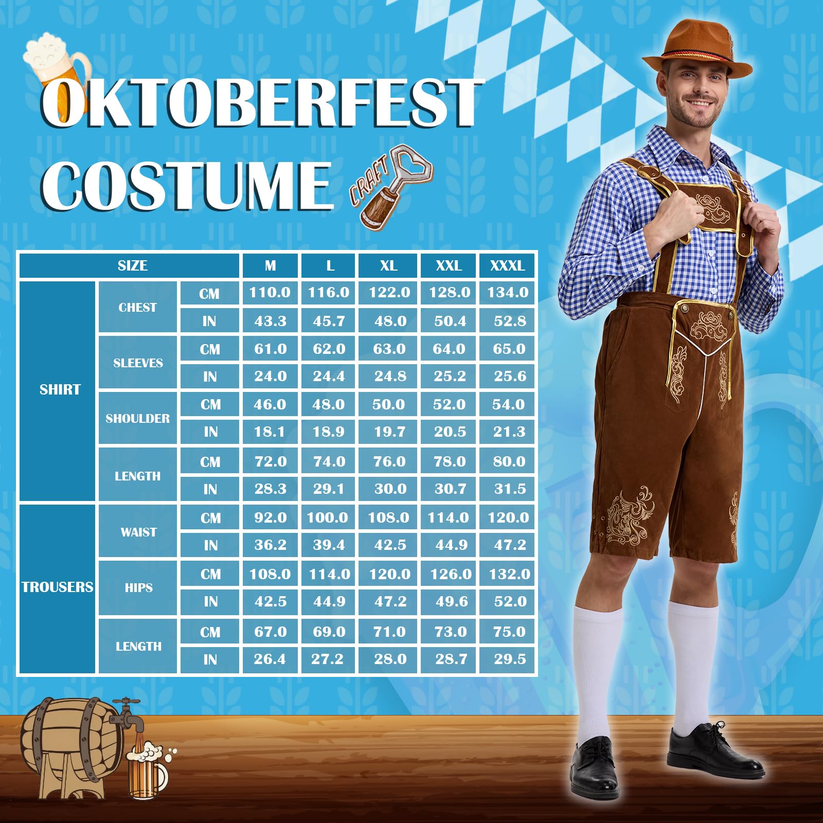 Oktoberfest męski strój, niemiecki Bayern Oktoberfest