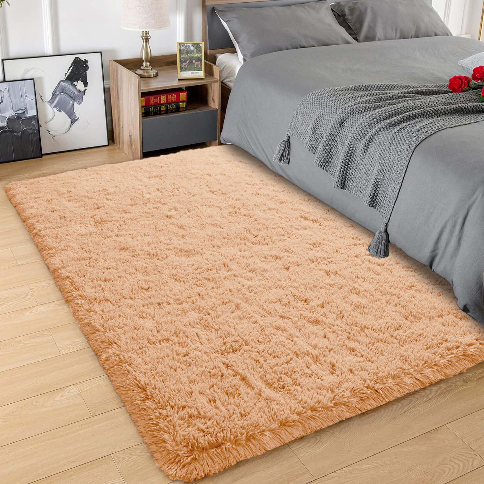 Hafaa Fluffy Shaggy Rugs Living Room Beige 80x150 cm, Non-Slip Carpet Runner Rugs for Hallway, Soft Thick Pile Bedside Rug for Kids Bedroom, Nursery - Non-Shedding — image 1