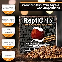 Vista 3 de ReptiChip - Sustrato de reptil con chips de coco de 72 cuartos de galón de capacidad, bloque de cáscara de coco orgánico comprimido para hábitat