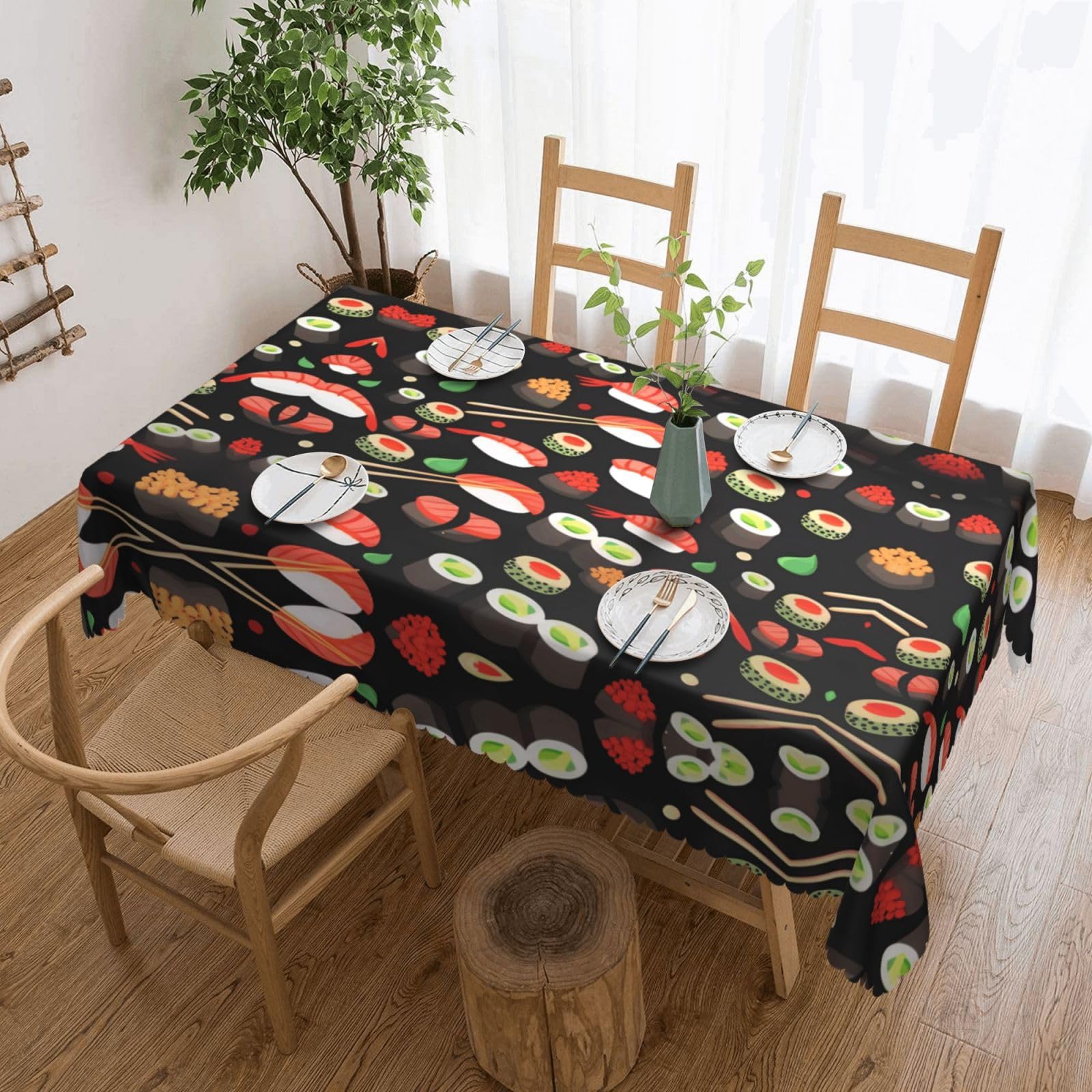 MROWYC Japanese sushi shrimp Printed tablecloths are suitable for hotels, picnics, and parties, and can effectively protect the tabletop