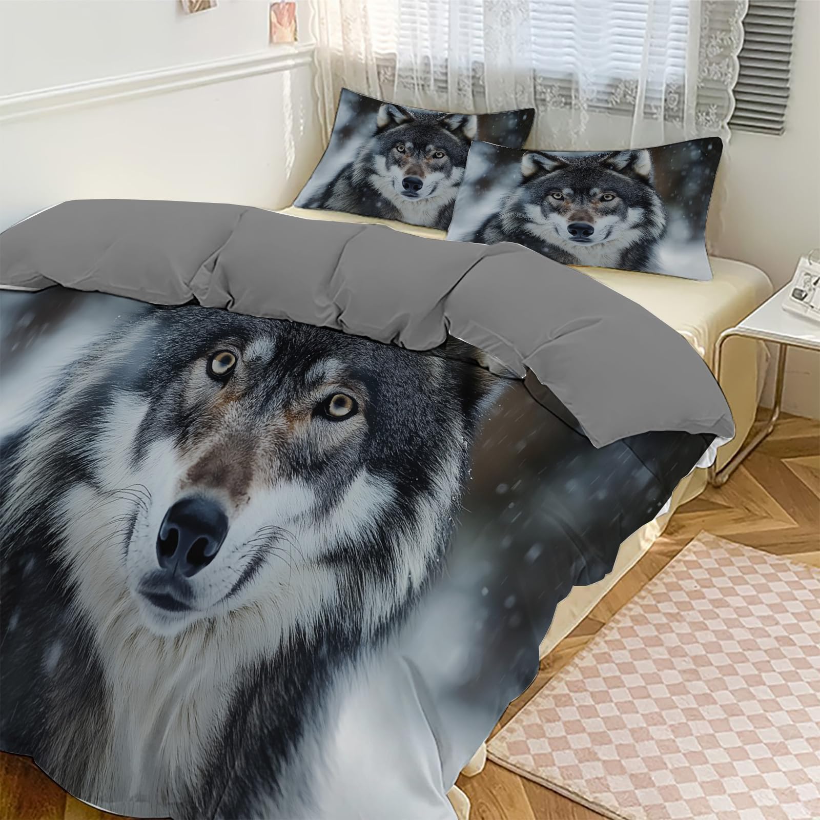 Housse de couette loup 240x260 cm, la parure de lit idéale pour les passionnés d'animaux sauvages