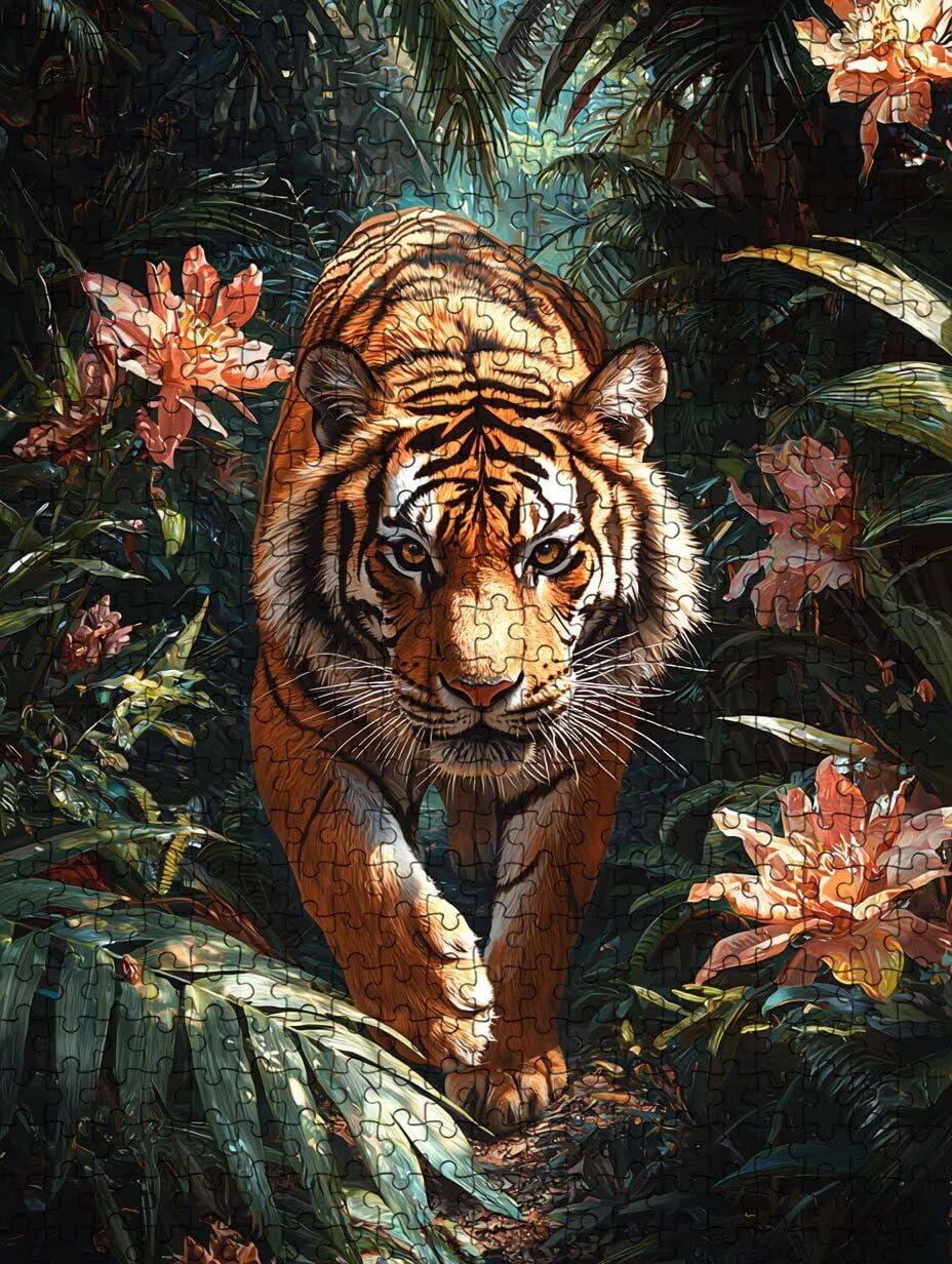 BXHZW3-443 Puzzle 3000 elementów, kwiaty, tygrys, puzzle dla dorosłych, 3000 sztuk, klasyczne puzzle, gra zręcznościowa, puzzle dla całej rodziny, z opakowaniem, dekoracja, prezenty, BXHZW3-443