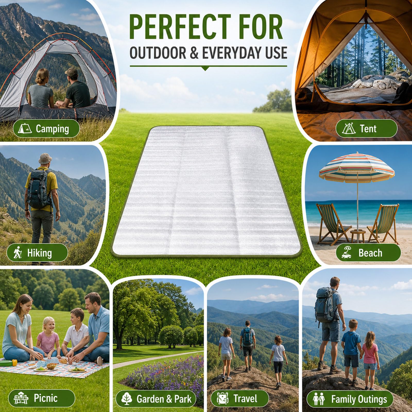 Estera De Camping Térmica Aislante,Esterilla Aislante De Aluminio Esterilla Camping,Mantas de Picnic Impermeable,Esterilla de Dormir Plegable para Camping,para Picnics y Camping