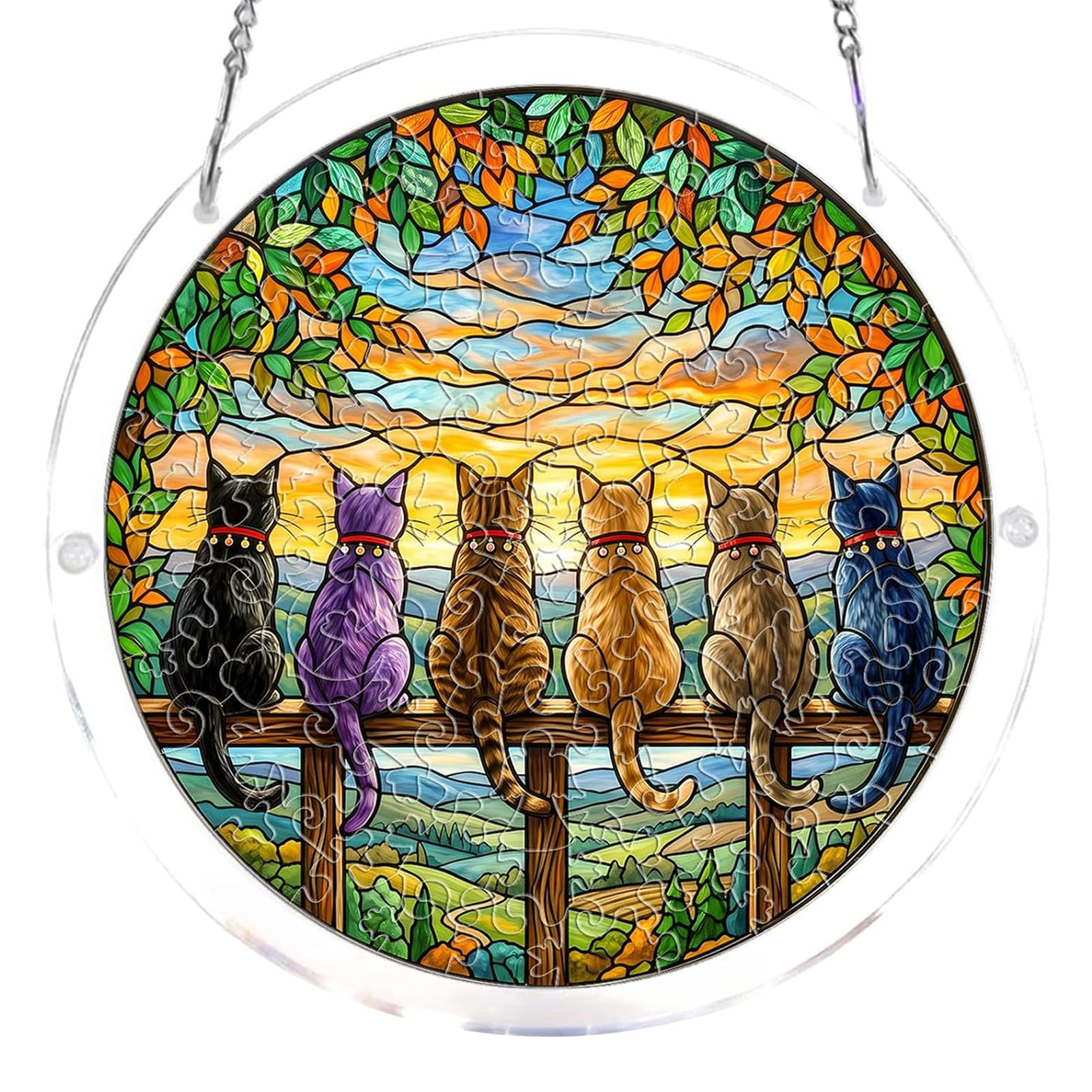 Animal Acrylic Puzzles Suncatcher Window Hanging, DIY Suncatcher Kits for Doors Garden, Sun Catcher Stained Glass Acrylic Puzzle, Garden Decoration for Apartment Living Room Bedroom-#6 M-21cm
