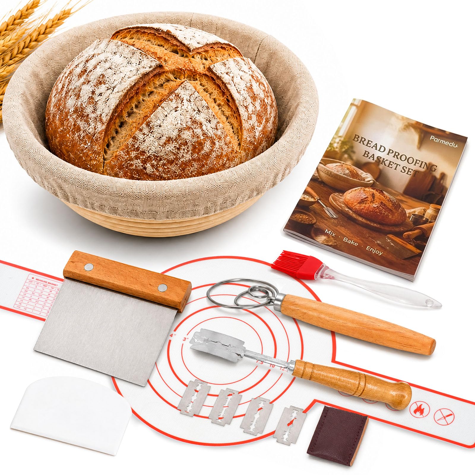 Parmedu Kit per la cottura del pane con lievito naturale, con cestino
