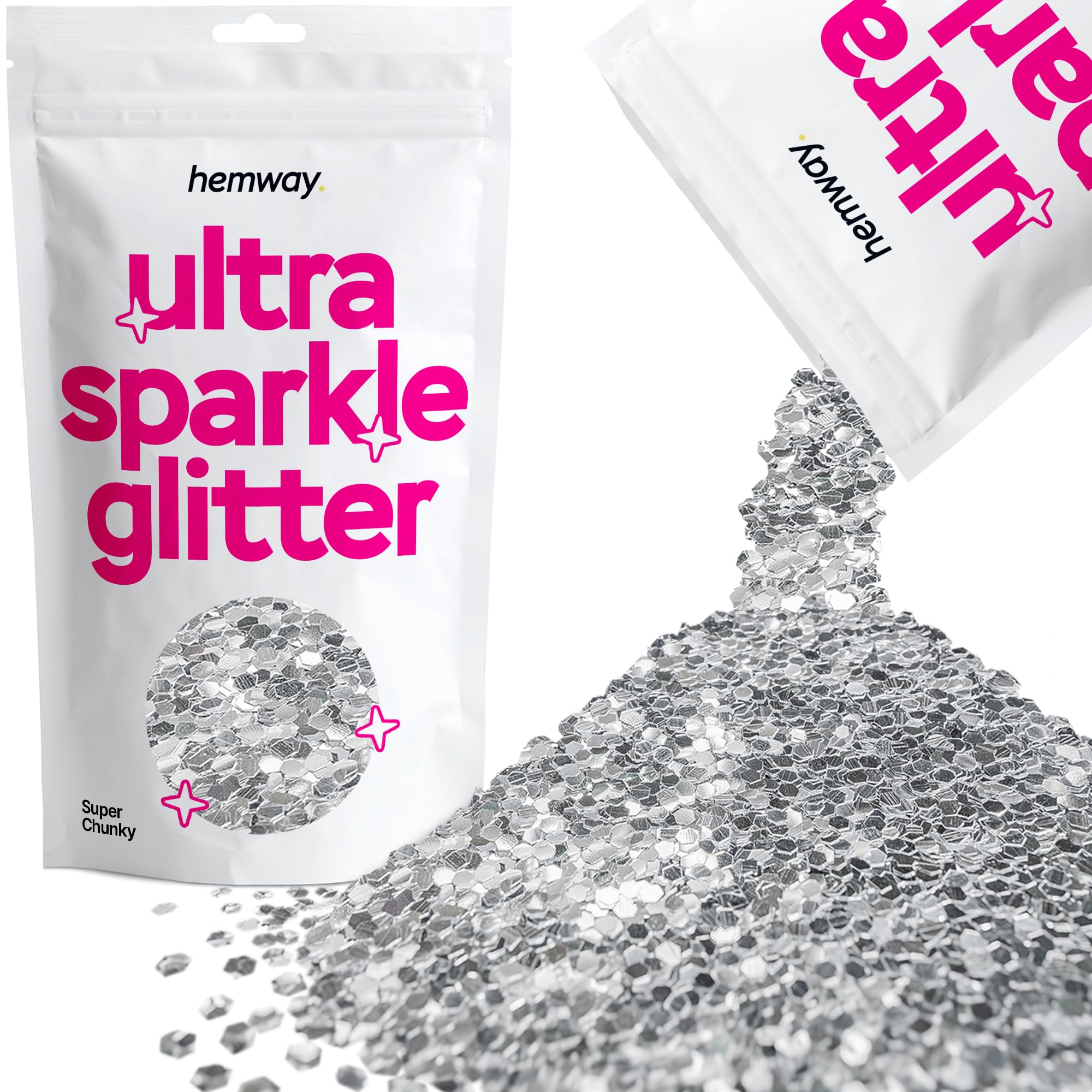 Hemway Ultra Sparkle Glitter Baby Pink Iridescent 100g Fine | Glitter for Arts & Craft, Makeup, Nail Art, Crafting, Card Making, Sparkle Decoration — view 114