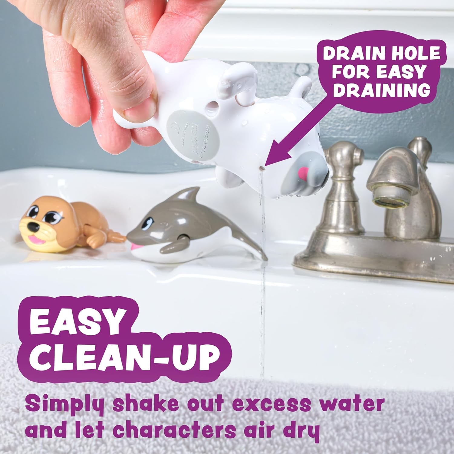 Tub Works® Wind Up Swimming Baby & Toddler Bath Toys, Arctic 3 Pack | Wind Arms & Watch Them Swim | Interactive Baby Bath Toys | Ideal for Bathtub, Toddler Pool, Summer or Water Table Play image 8 of 9 B0CYXMB37H