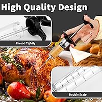 Vista 7 de Kit de jeringa inyectora de carne de pavo con 3 agujas de adobo para ahumador de parrilla, 1 cepillo de limpieza, 1 onza/1.0 fl oz de gran