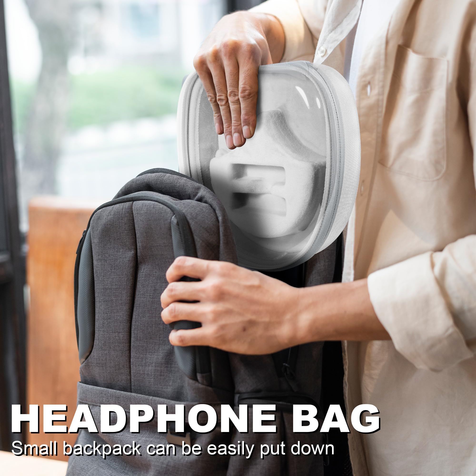 Kopfhörer-Aufbewahrungstasche, kompatibel mit Sony, Skullcandy, Plantronics, Bose, Beats, JBL, Sennheiser (grau, klein (transparent))