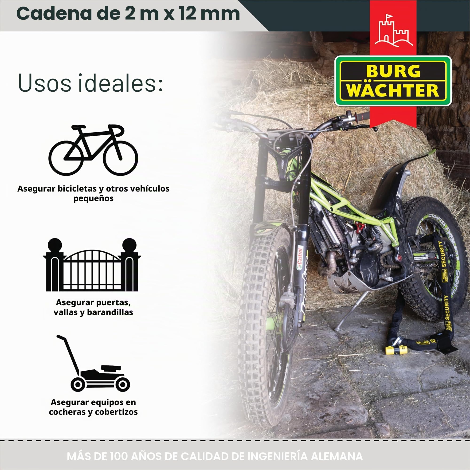 Burg-Wachter GKM 12/200 - Cadena de seguridad vendida, 2 m