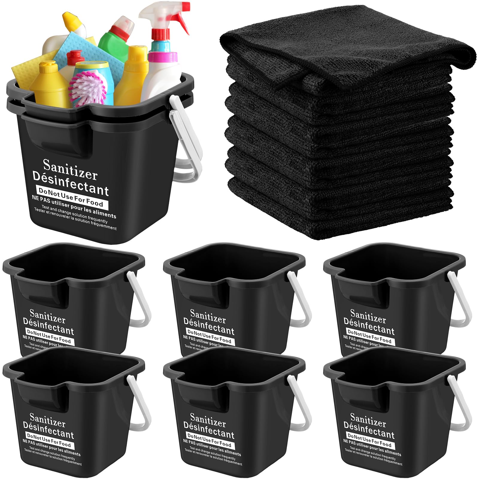Amazon.com: Vesici 6 Set 3 Quart Cleaning Bucket with Cloths Small