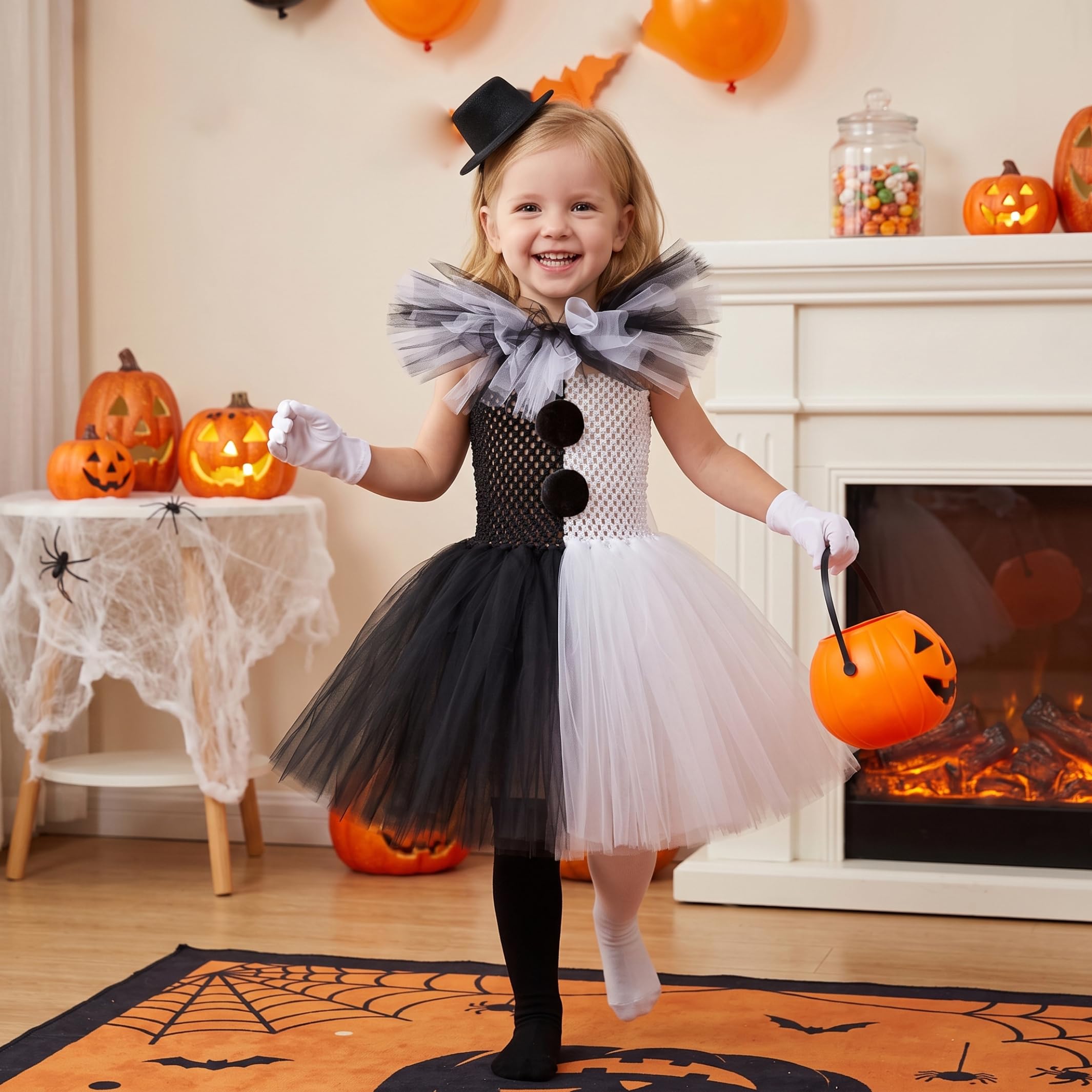 Set costume da clown per bambini Completo completo 31, 5-35, 43 pollici | Design classico da clown, accessori completi, comodo tulle, ideale per Halloween e travestimenti