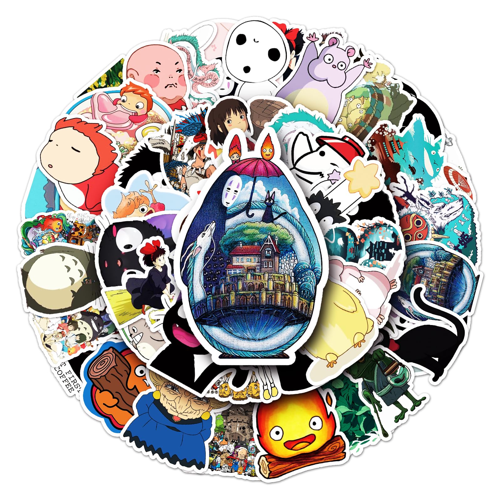 50 Adesivi Ghibli Cinema per Computer Portatili - PVC Impermeabile per Decorazioni Fai Da Te, Stile Graffiti per Auto, Moto, Laptop, Biciclette, Skateboard, Sci, Snowboard, Bagagli