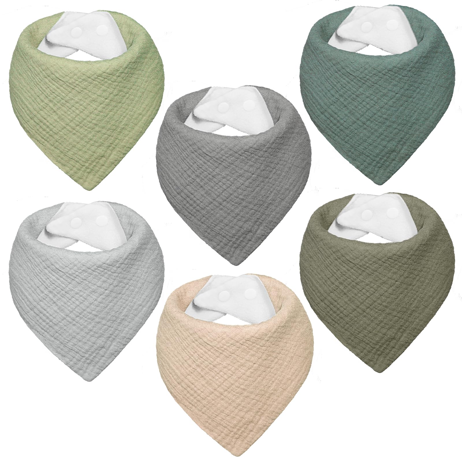 IKWOLETI Musselin Lätzchen Baby Dreieckstuch Baby Halstuch Baby für Junge und Mädchen, Hochgradig Saugfähig und Verstellbar, 6 Stück