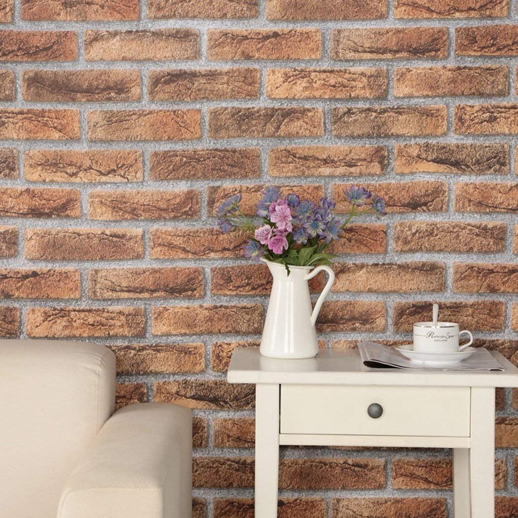 Faux Vintage Yellow Brick Pattern Contact Paper Self Adhesive Vinyl