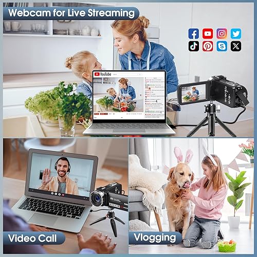 Miniatura 5 de Videocámara 4K 80MP Cámara de vídeo 18X Zoom digital 3.0 IPS Pantalla Vlogging Cámara para YouTube IR Visión Nocturna Grabadora de Video con Tarjeta