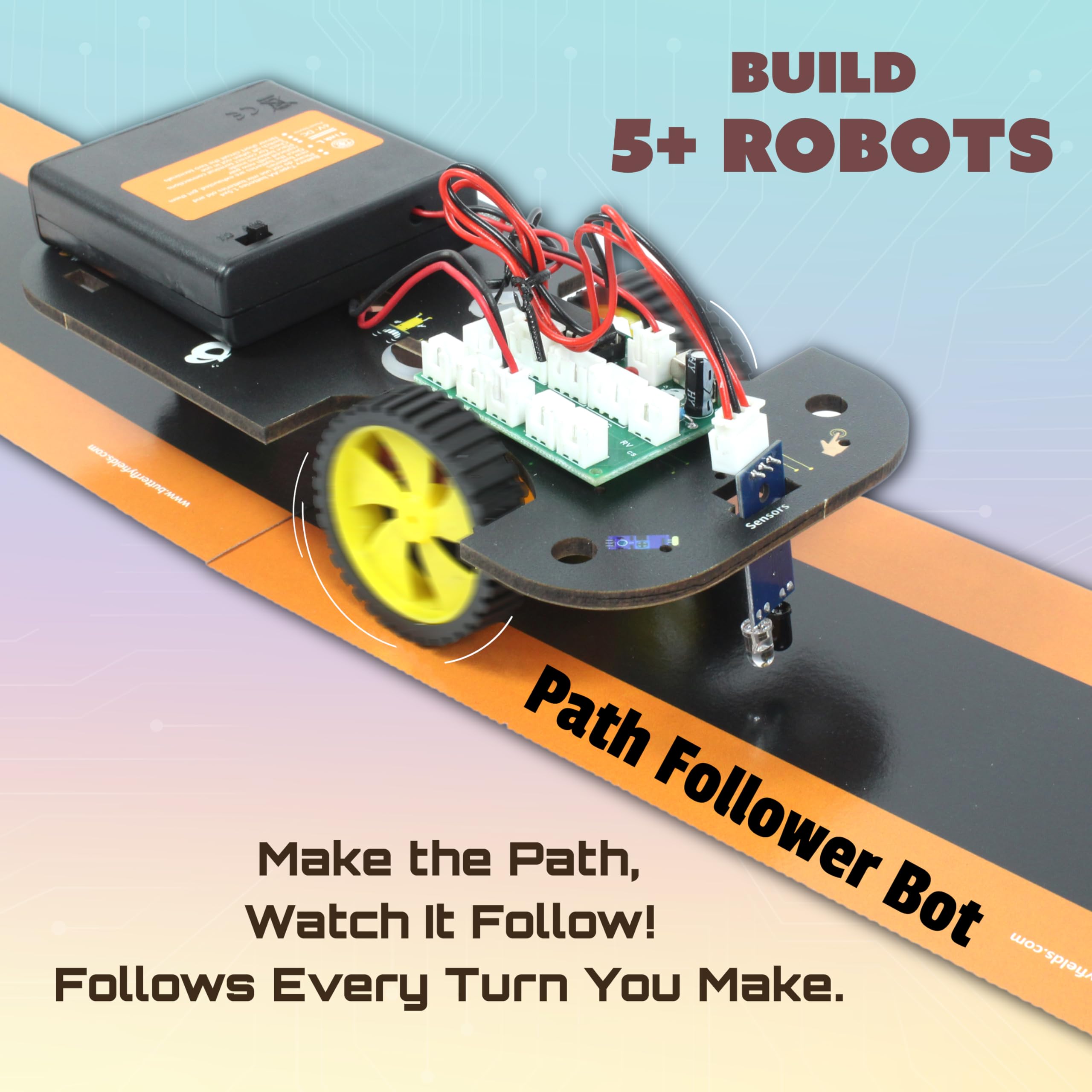 Butterfly Edufields 5in1 STEM Robotics kit | Robot Toys for Kids Ages 8 9 10 11 12 Years Old Boys Girls | Electronics Sensor Modules | No Coding Required | Birthday Gift for Kids Ages 8+