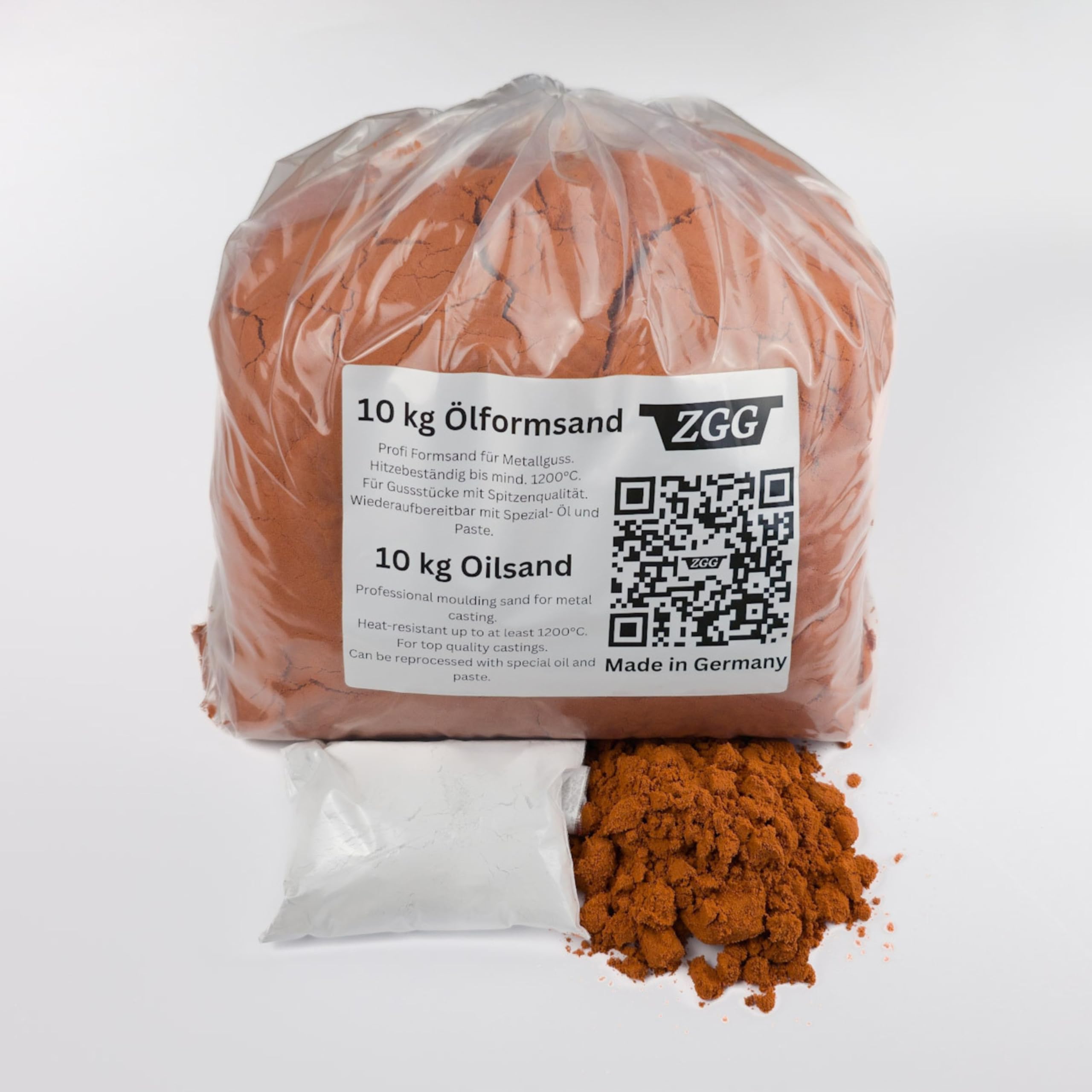 ZGG Piasek do odlewania, 1 kg, 5 kg, 10 kg + 100 g żwiru talkowego, lekkie i ciężkie odlewanie (10 kg + 100 g talku)