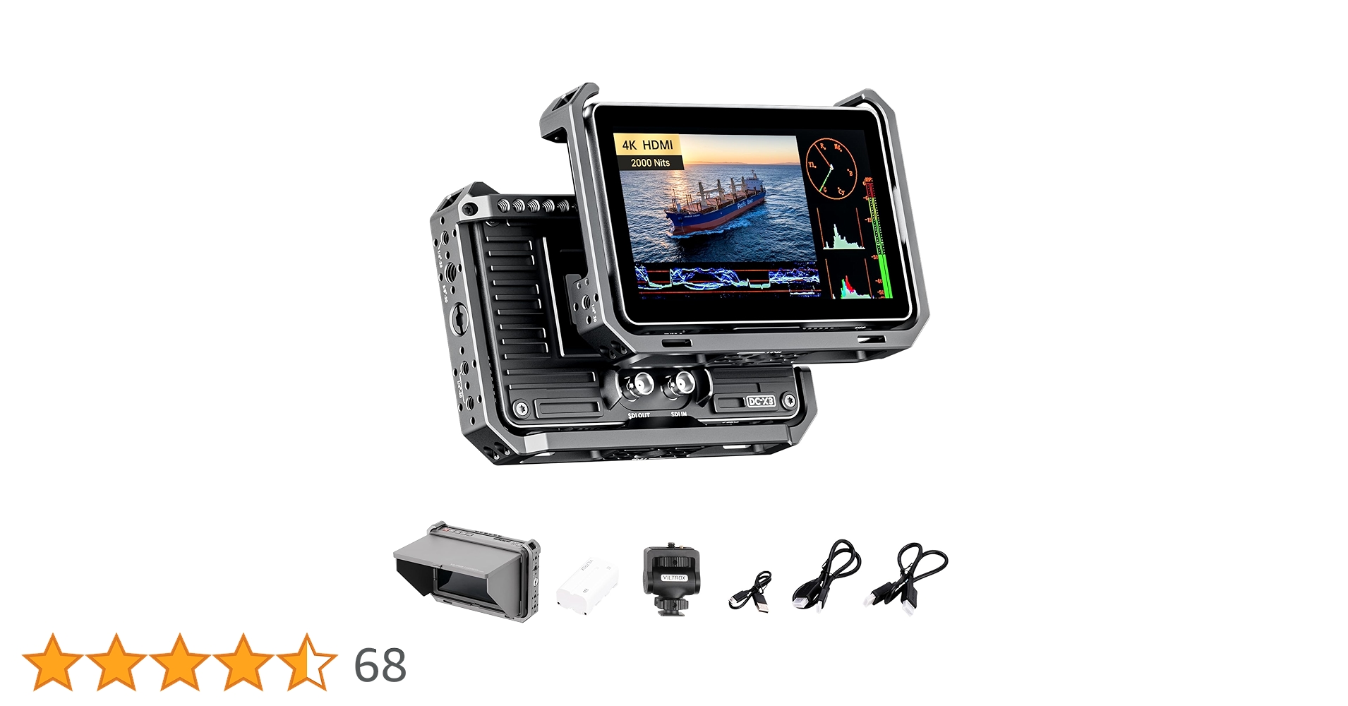 VILTROX DC-X3 Camera Field Monitor Kit with Rig Cage 2000 Nits