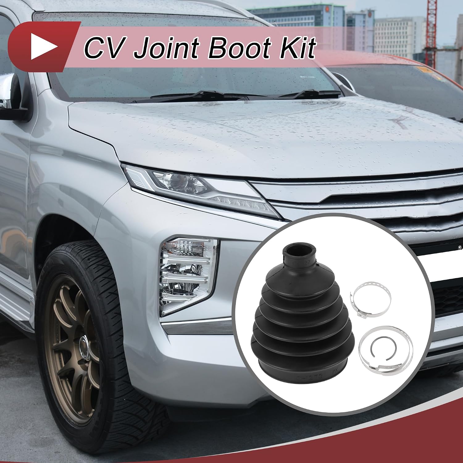 1 Set CV Joint Boot Kit for Mitsubishi Montero 2001-2006 Outer Constant Velocity Joint Boot W/Clamps No.MR528639 Black Rubber