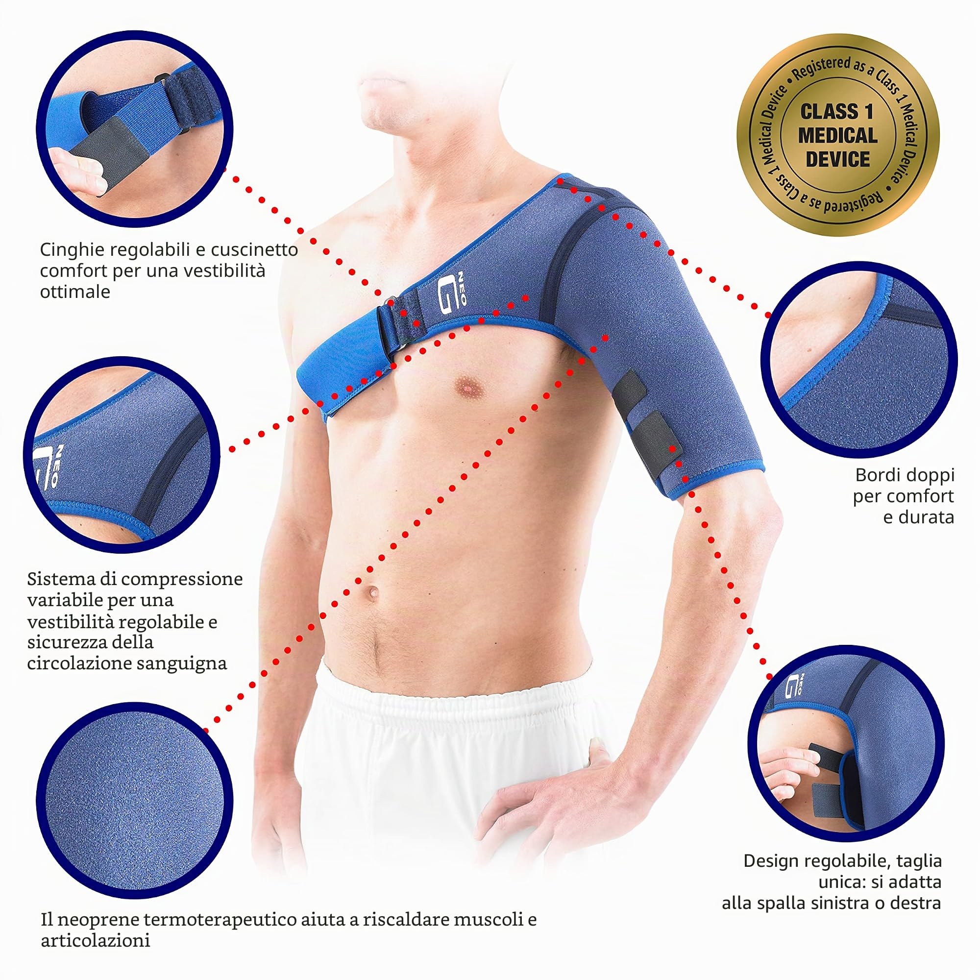 Neo-G Supporto per spalla per cuffia dei rotatori, spalle lussate, sollievo dal dolore alla spalla, artrite, tutore per spalla per uomini e donne, cinghia di compressione regolabile, dispositivo
