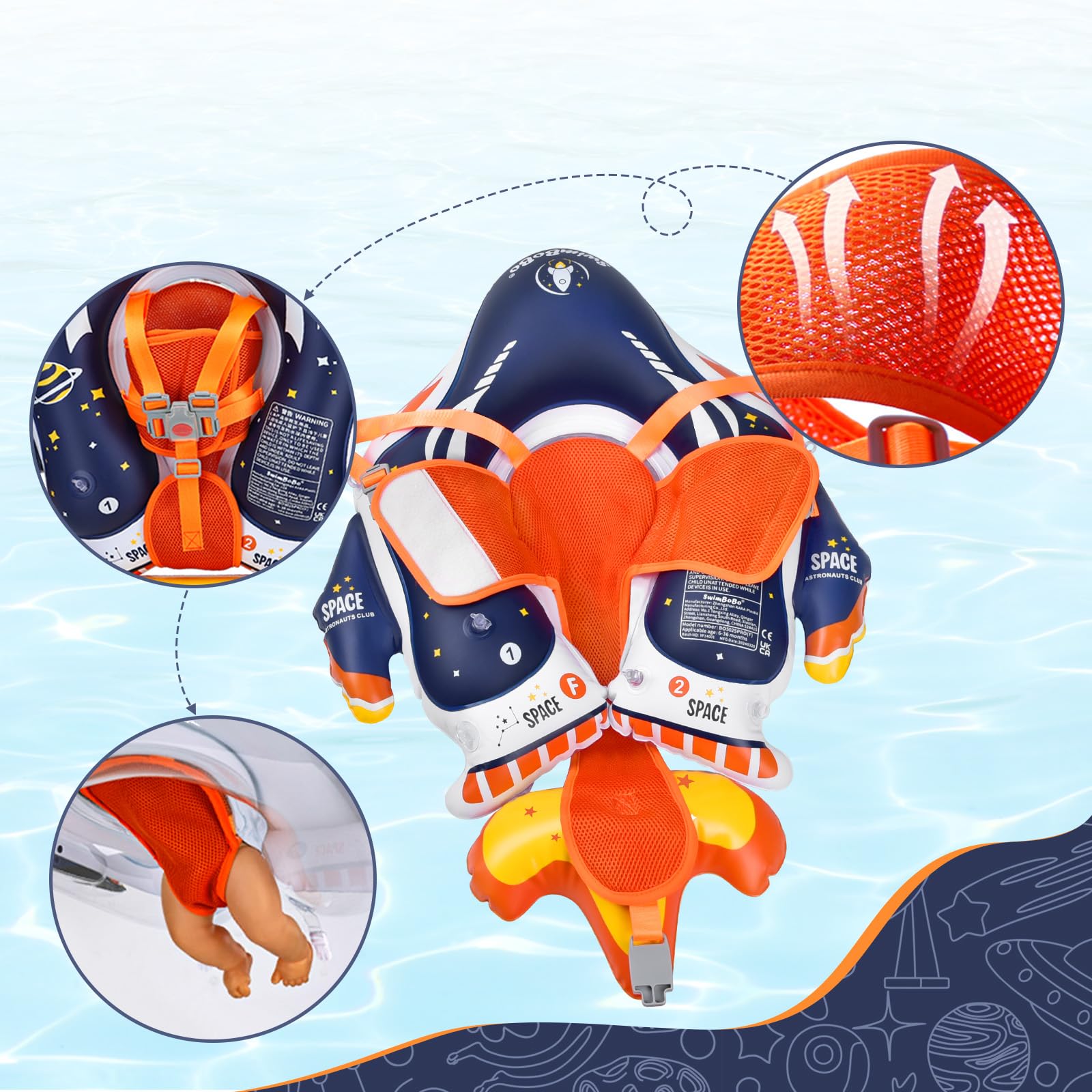 IEEILULU Salvagente Neonato, Salvagente Neonato con Parasole e Seggiolino, Ciambella Mare, Galleggiante per Bambini Ciambella Gonfiabile per Piscina, Spiaggia, Vacanze da 6 a 36 Mesi