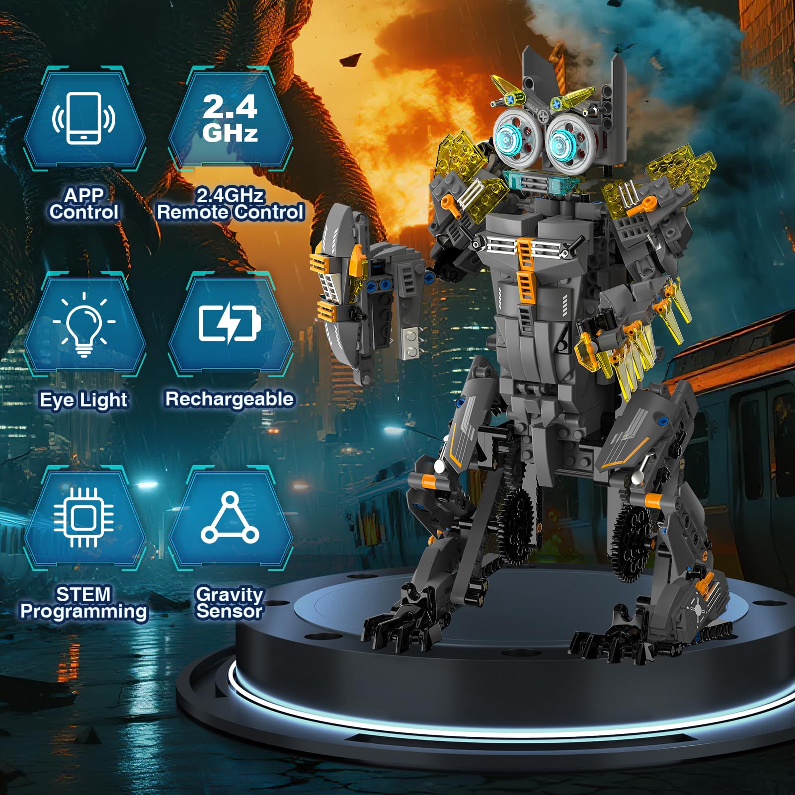 Sunrad 5 en 1 Technic Remote Controlled Construction Toy with App & Remote Control Technic Robot Dinosaur Construction Kits 935 Pieces, Robot Children for Boys, RC Toy Gift for Children from 8-14+