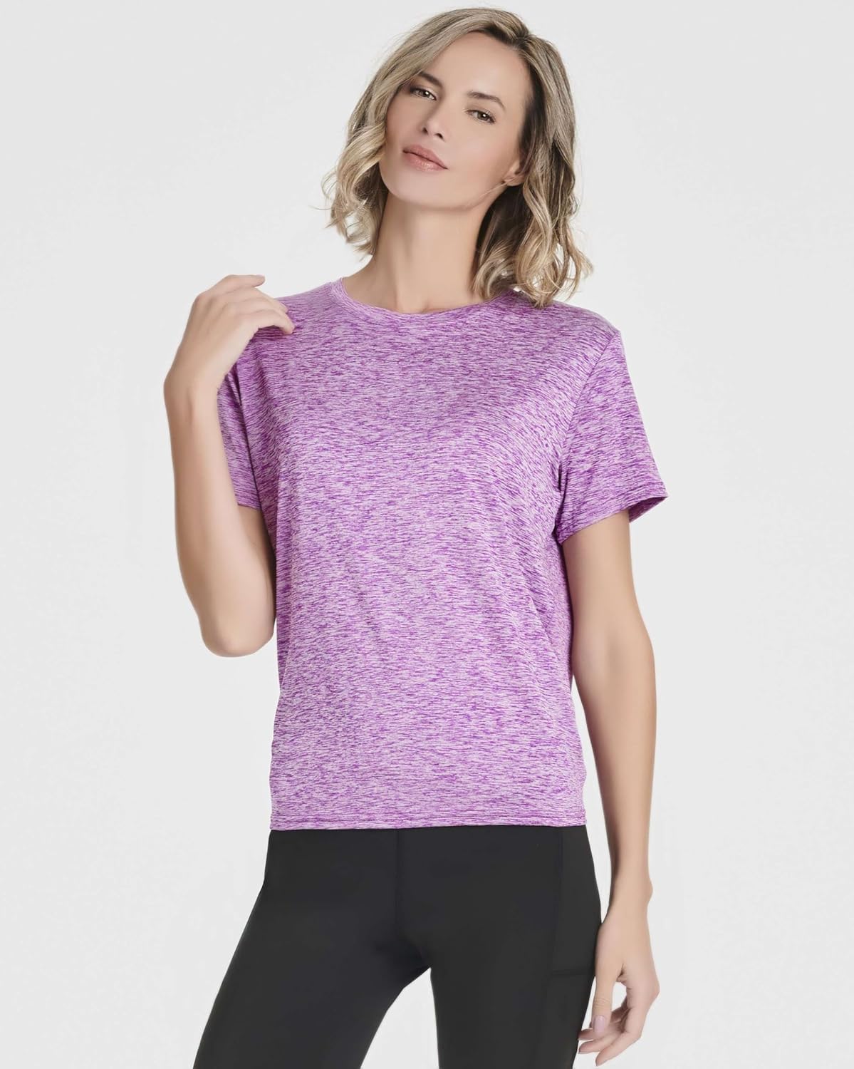 Real Essentials 5 Pack: Women's Short Sleeve Open Back Tie Back Dry-Fit T-Shirt Yoga Gym Workout Top - Image 2