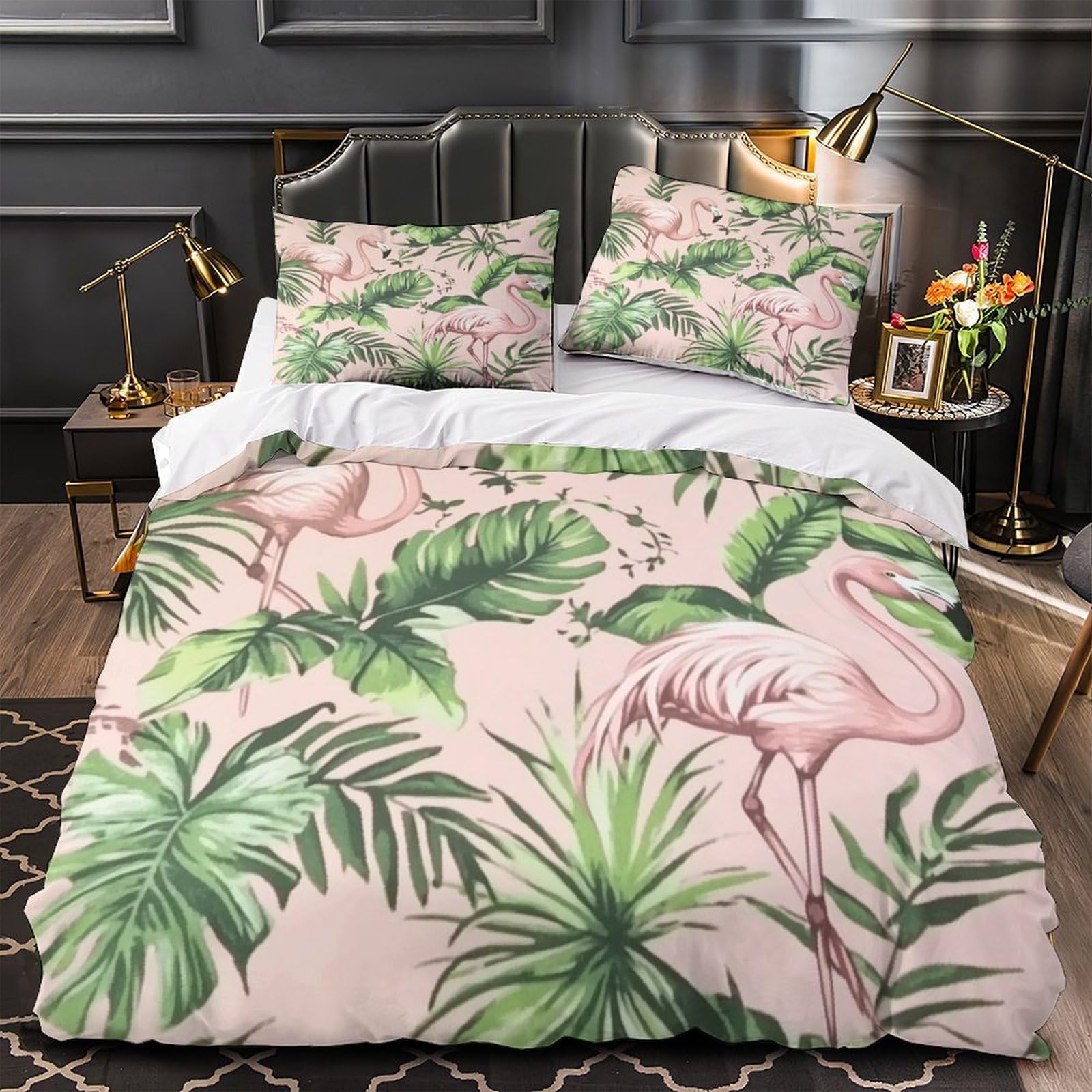Housse de couette flamant rose en microfibre super douce au toucher soie pour lit simple