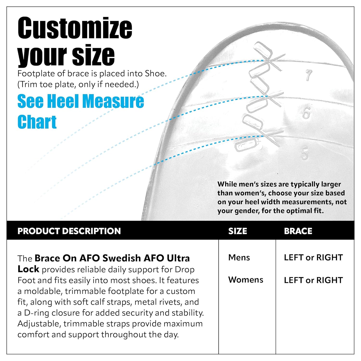 Brace On AFO Drop Foot Brace - Swedish Ultra Lock Foot Drop Brace For Walking, Lightweight, Drop Foot Braces, AFO Brace and Foot Drop Braces, Women, Left