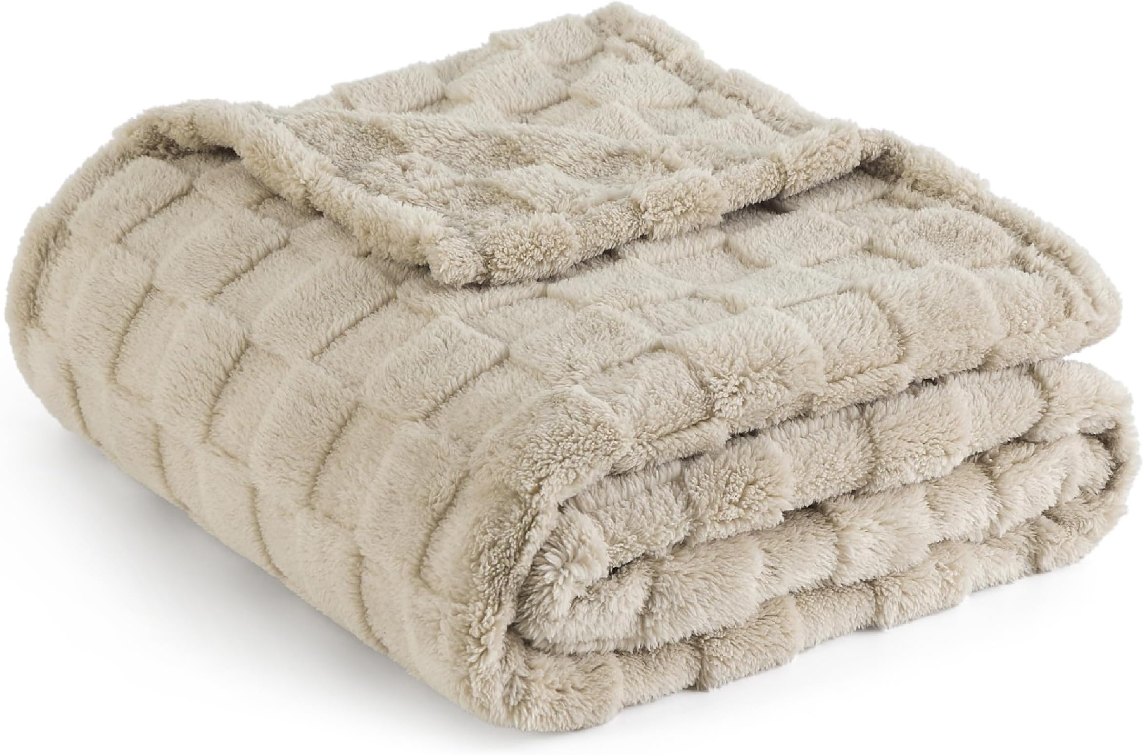 LIZZIE JACOBS Check Pattern Teddy Sherpa Fleece Throws Super Soft Warm