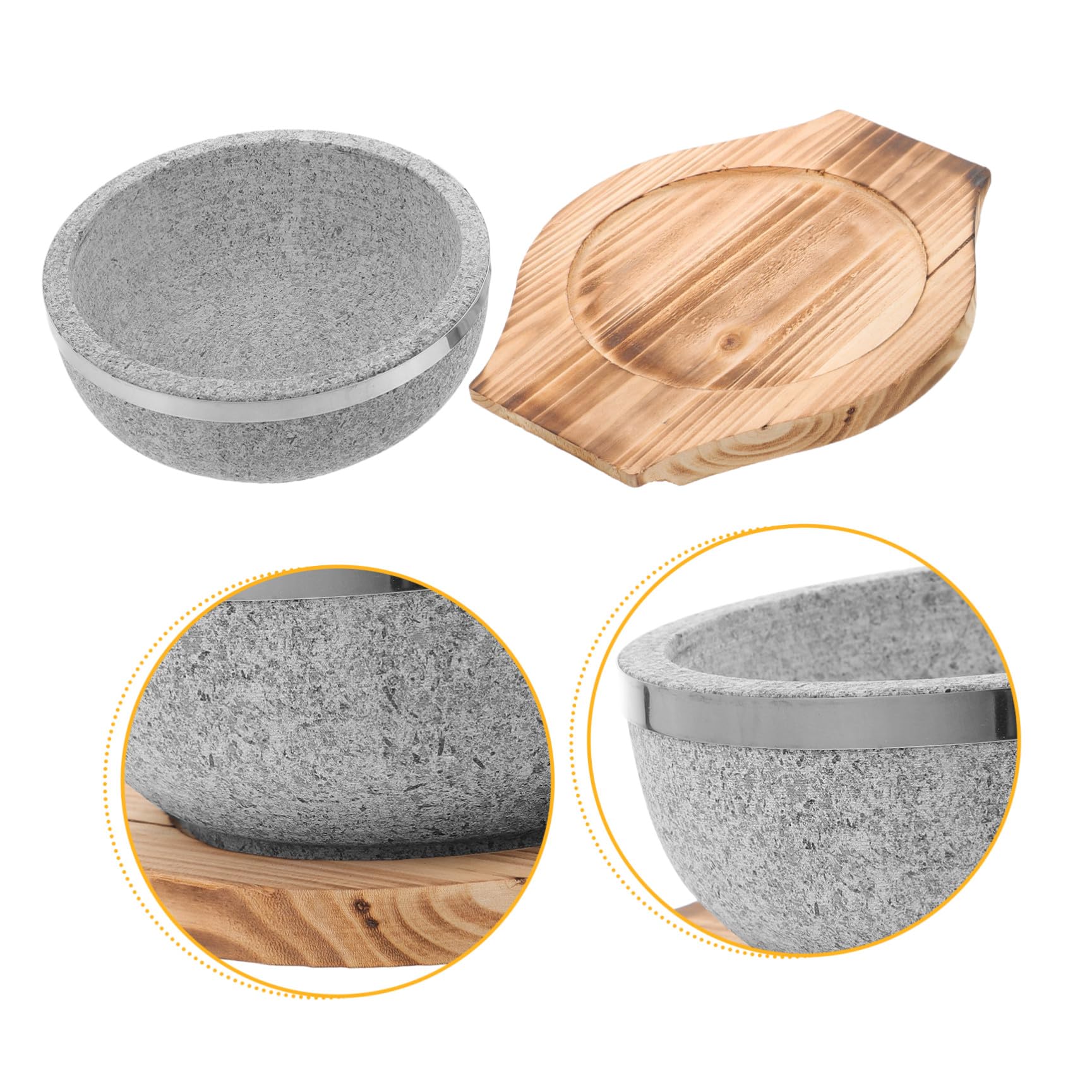Toyvian Ciotola in con Base in Legno per Cucina Coreana da 800ml e Facile da Pulire, per Noodle e Bibimbap