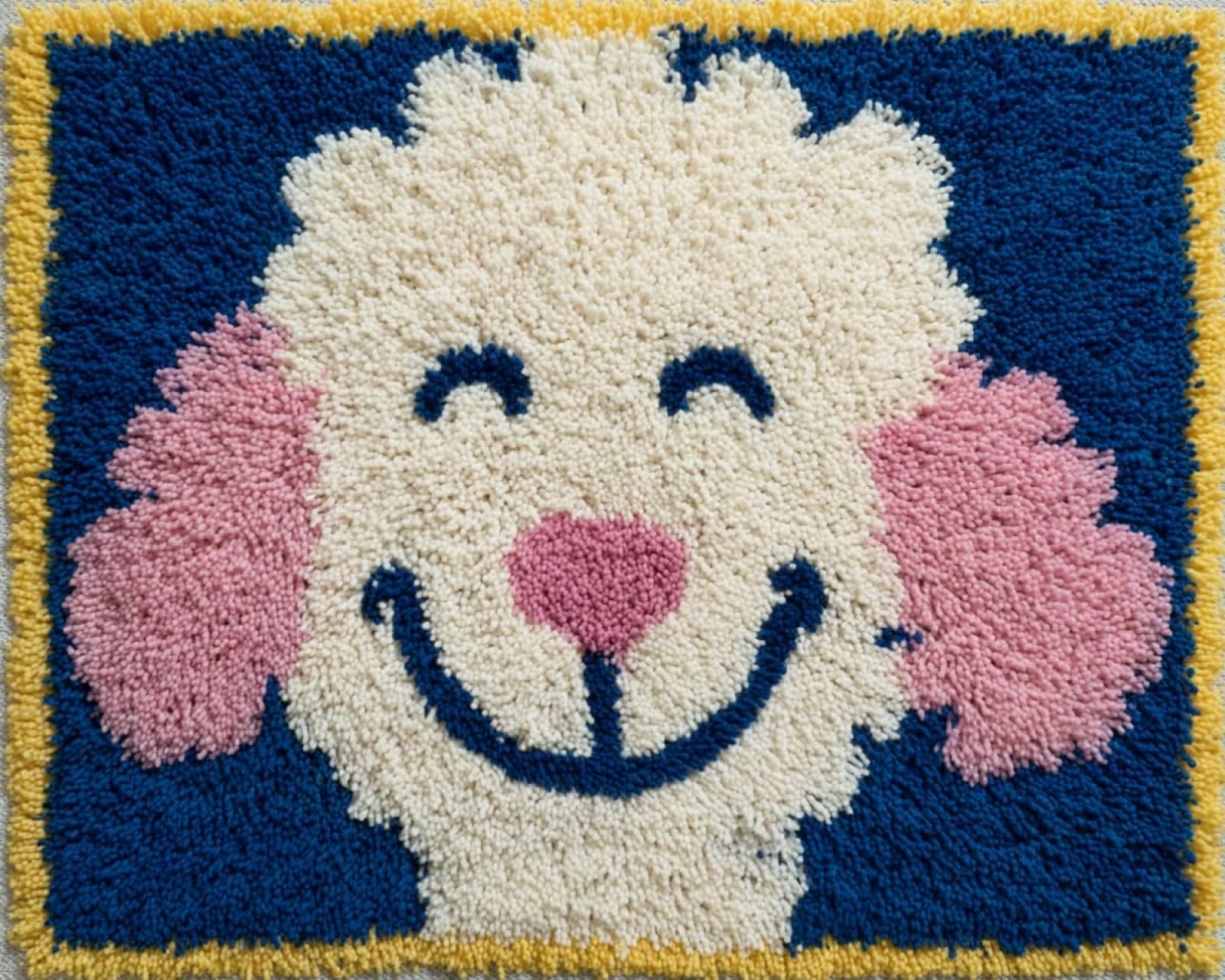 Wallphantom Latch Hook Kits for Adults Beginners Rug,Happy Poodle,Latch Hook Craft Kits Carpet Crochet Kits DIY Rug Making Needlework for Home Decoration,80x115cm