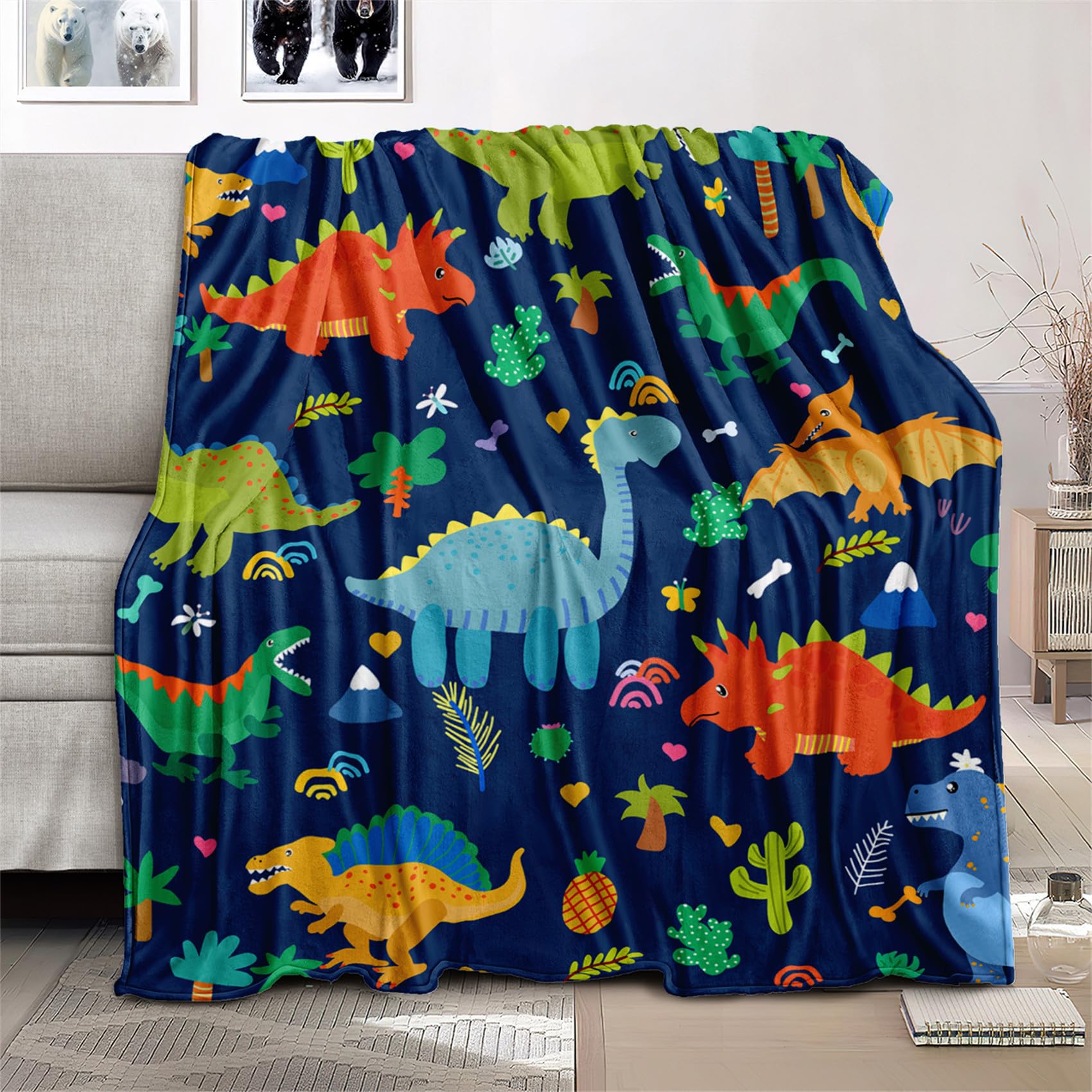 Dinosaur Throw Blankets for Kids - Dinosaur Blanket Gifts Toys for Boys Girls Flannel Dino Blanket Best Christmas Birthday Easter Halloween Presents, 40