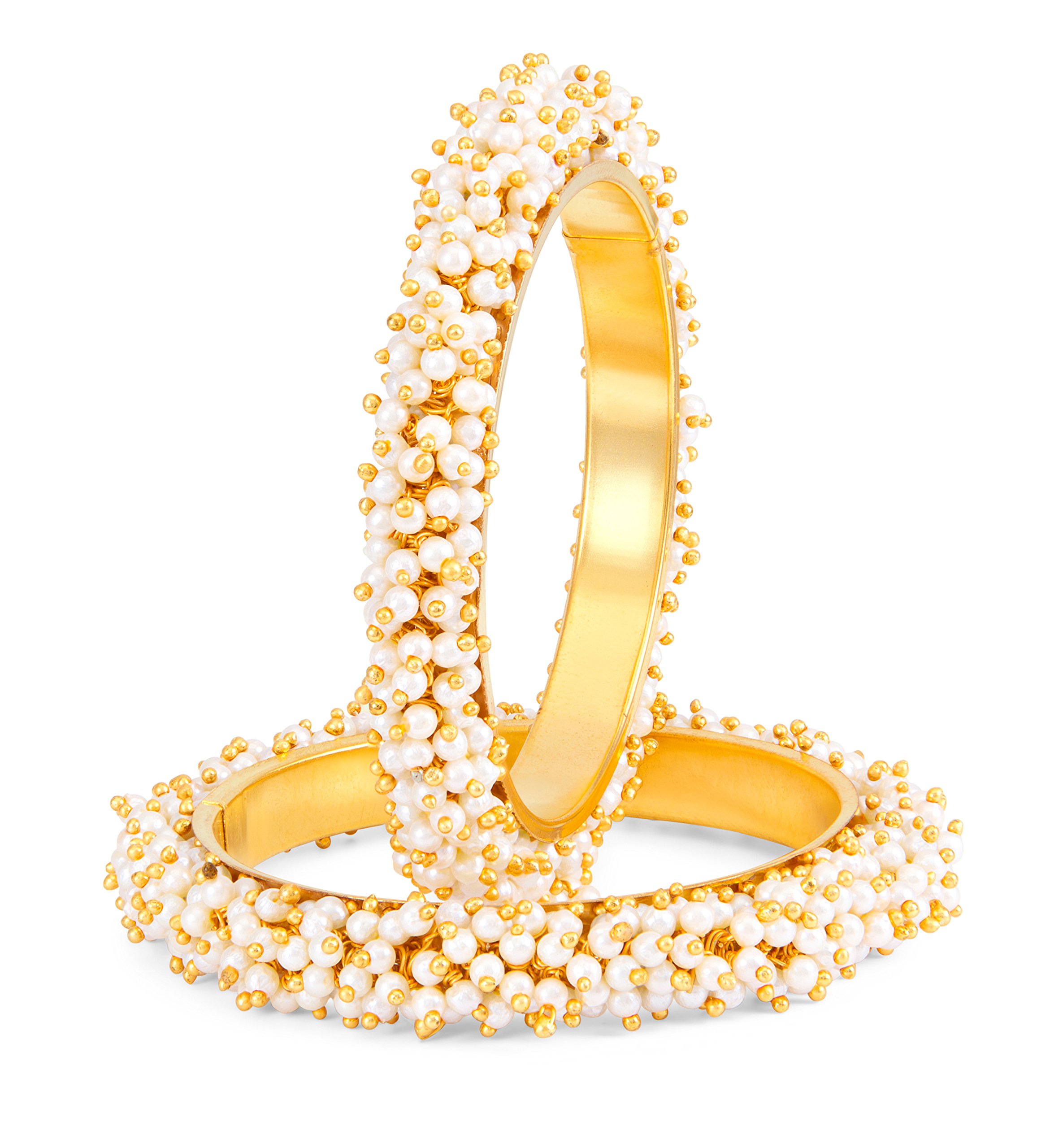 Sukkhi Ravishing Gold Plated Wedding Jewellery Pearl Bangle Set of 2 for Women (B71797GLDPKR092017_2.6) (B076Q3GQ95) Amazon Price History, Amazon Price Tracker